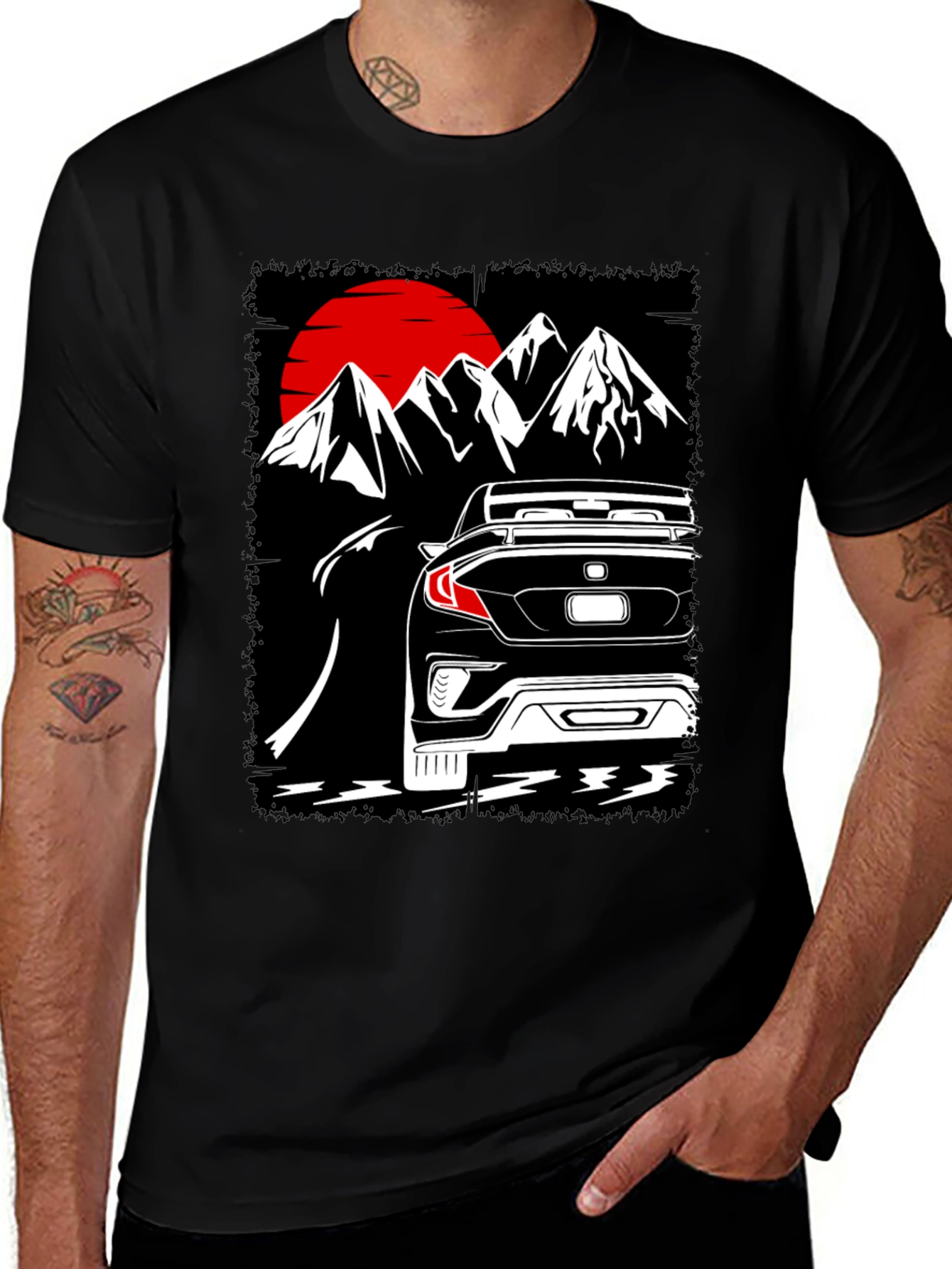 Variant 6 of Mountain Car Graphic Tee - Black