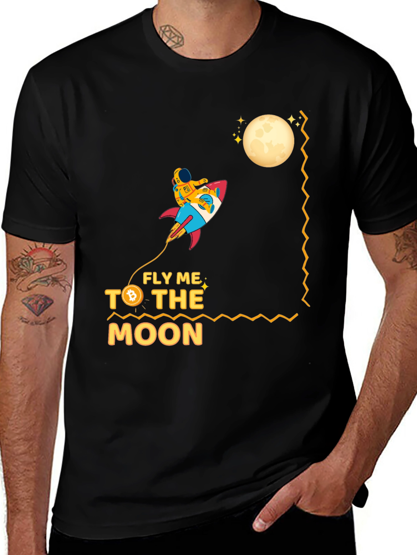 Variant 20 of Fly Me to the Moon Bitcoin Graphic T-Shirt