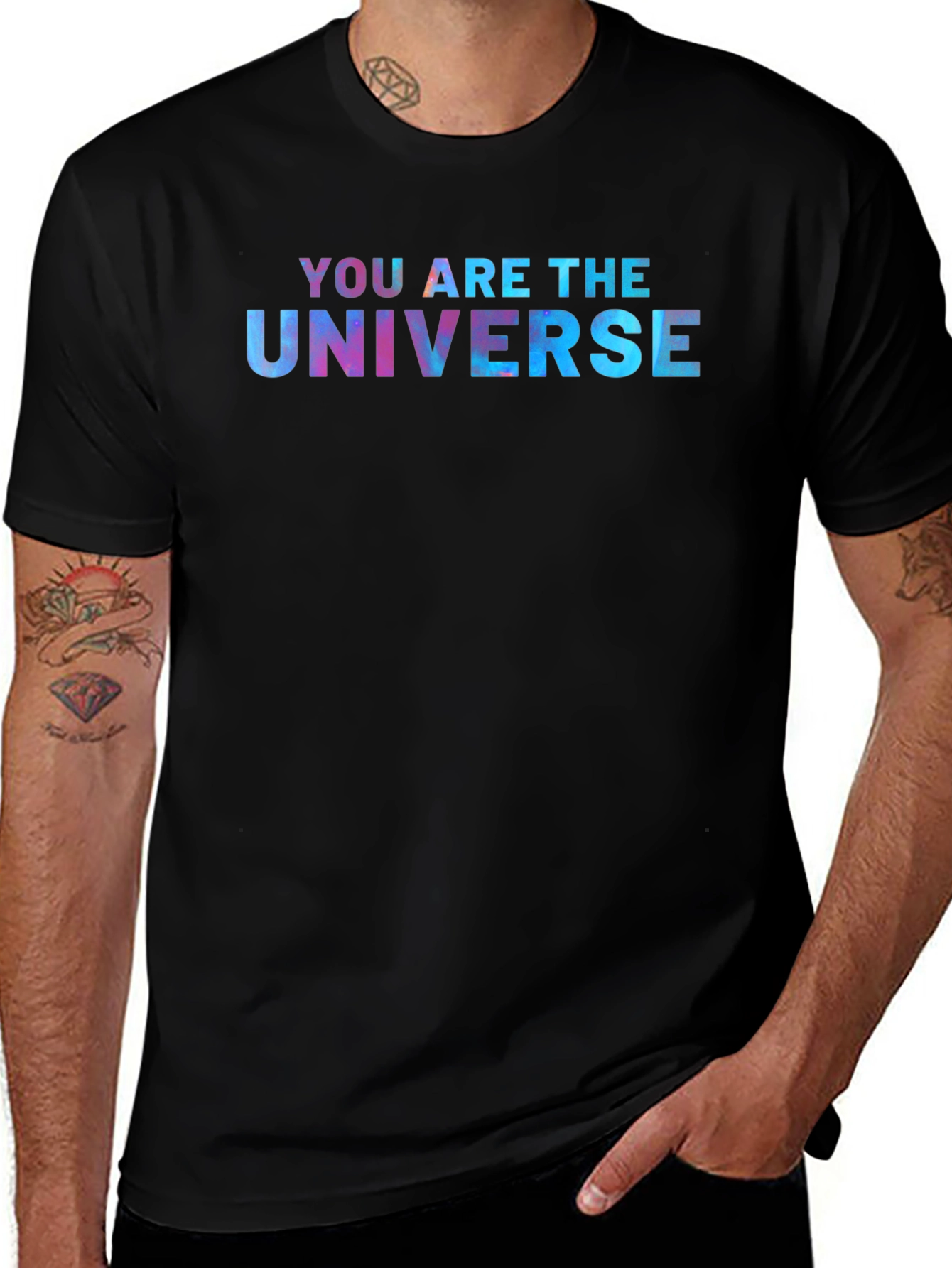 Variant 13 of You Are The Universe Graphic Tee - Black Cotton T-Shirt