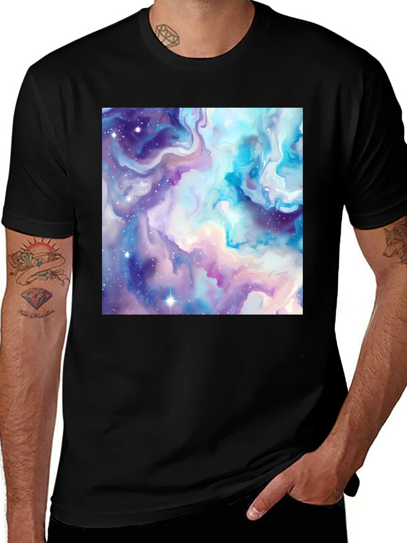 Variant 16 of Galaxy Swirl Tee - Artistic Black T-Shirt