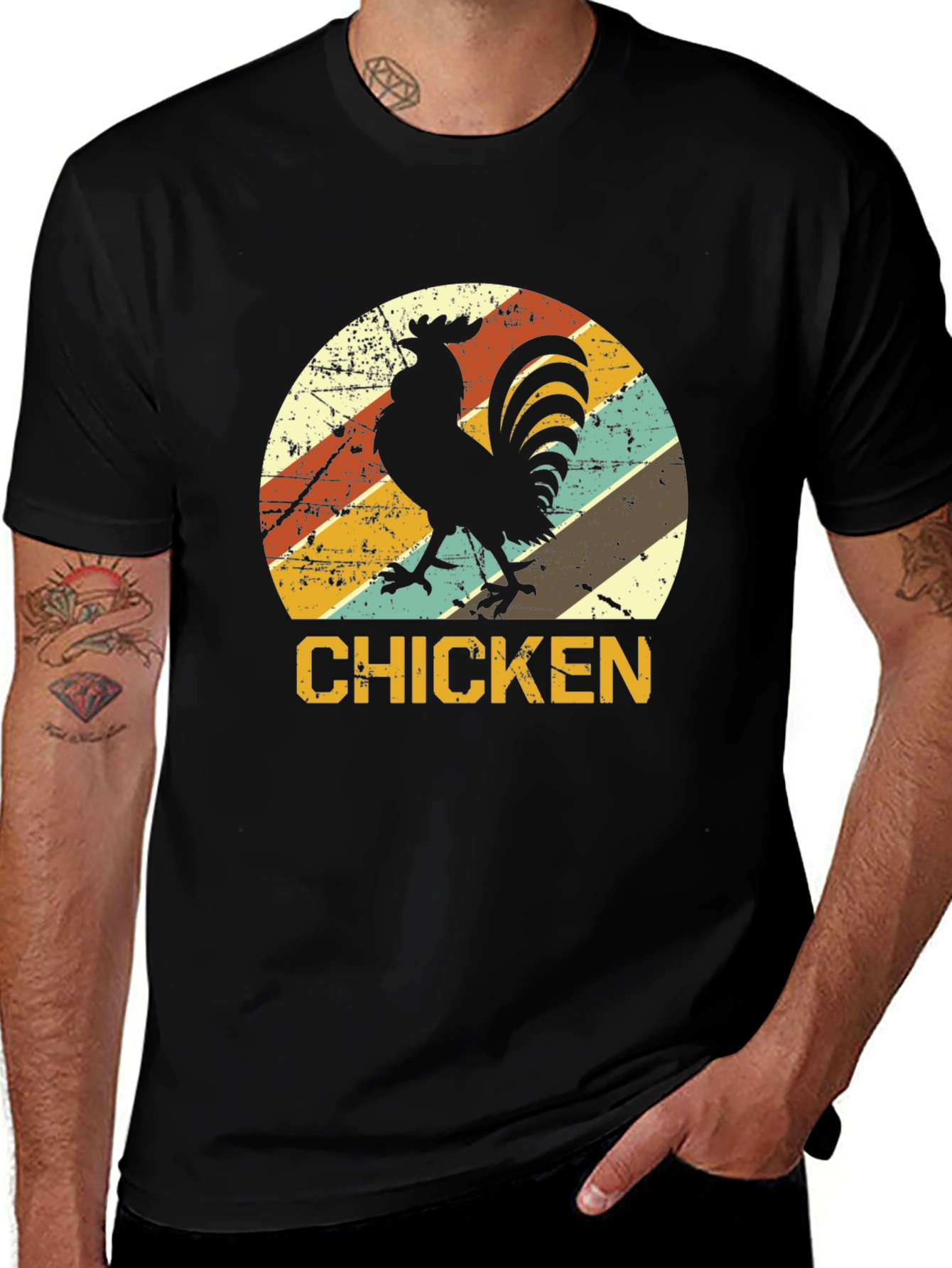 Variant 14 of Retro Chicken Graphic T-Shirt - Black
