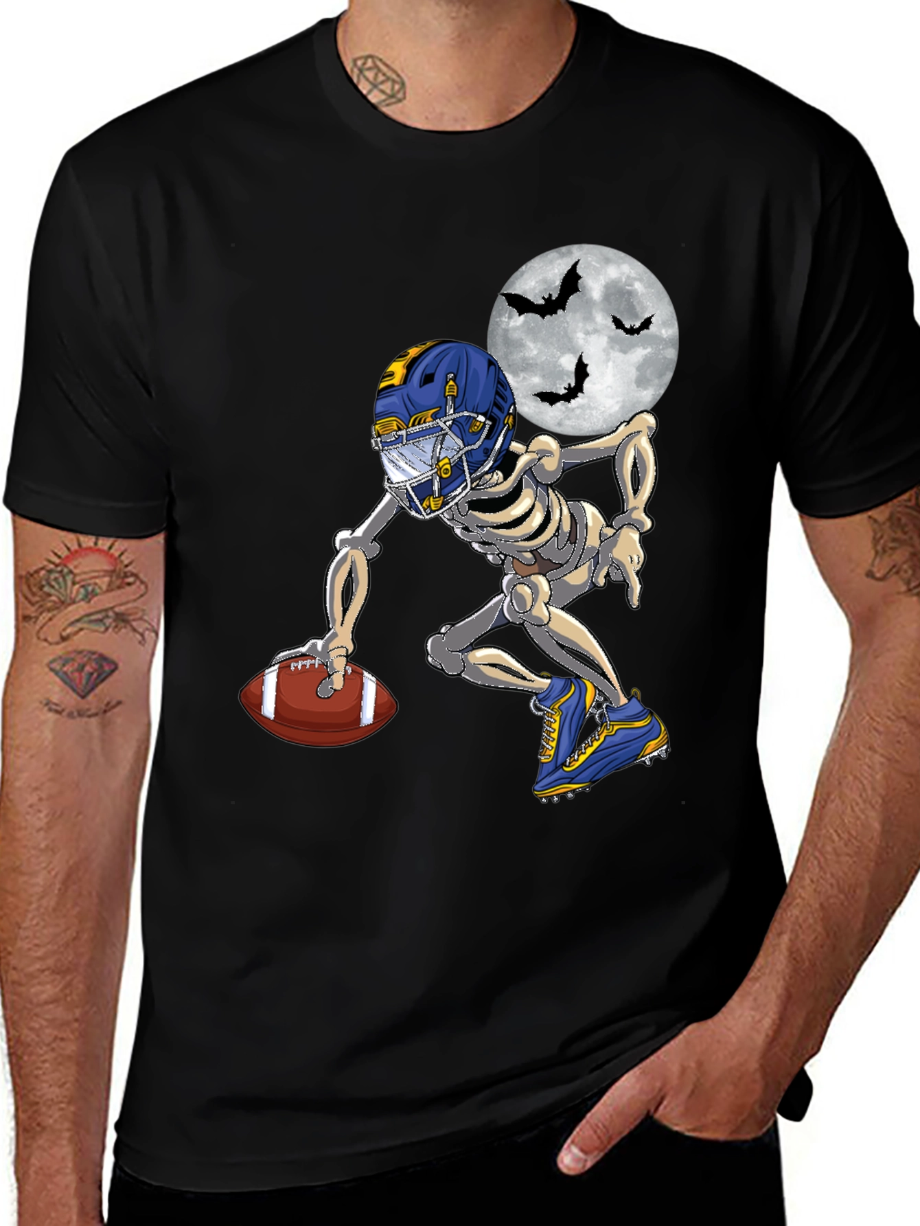 Variant 6 of Skeleton Football Player T-Shirt - Halloween Tee
