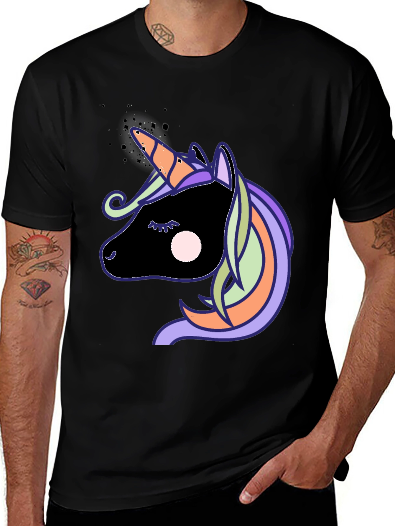 Variant 3 of Unicorn Graphic Tee - Stylish Men's Black T-Shirt