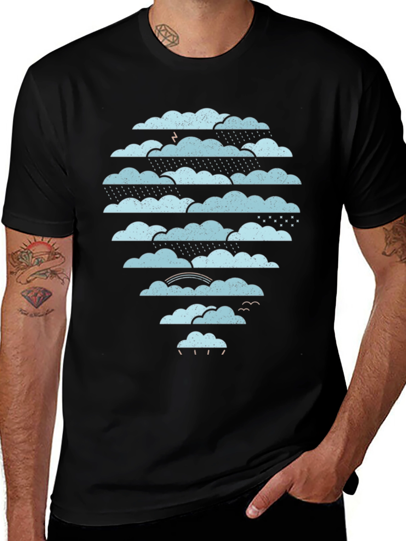 Variant 4 of Cloudscape Graphic Tee - Weather Pattern Black T-Shirt