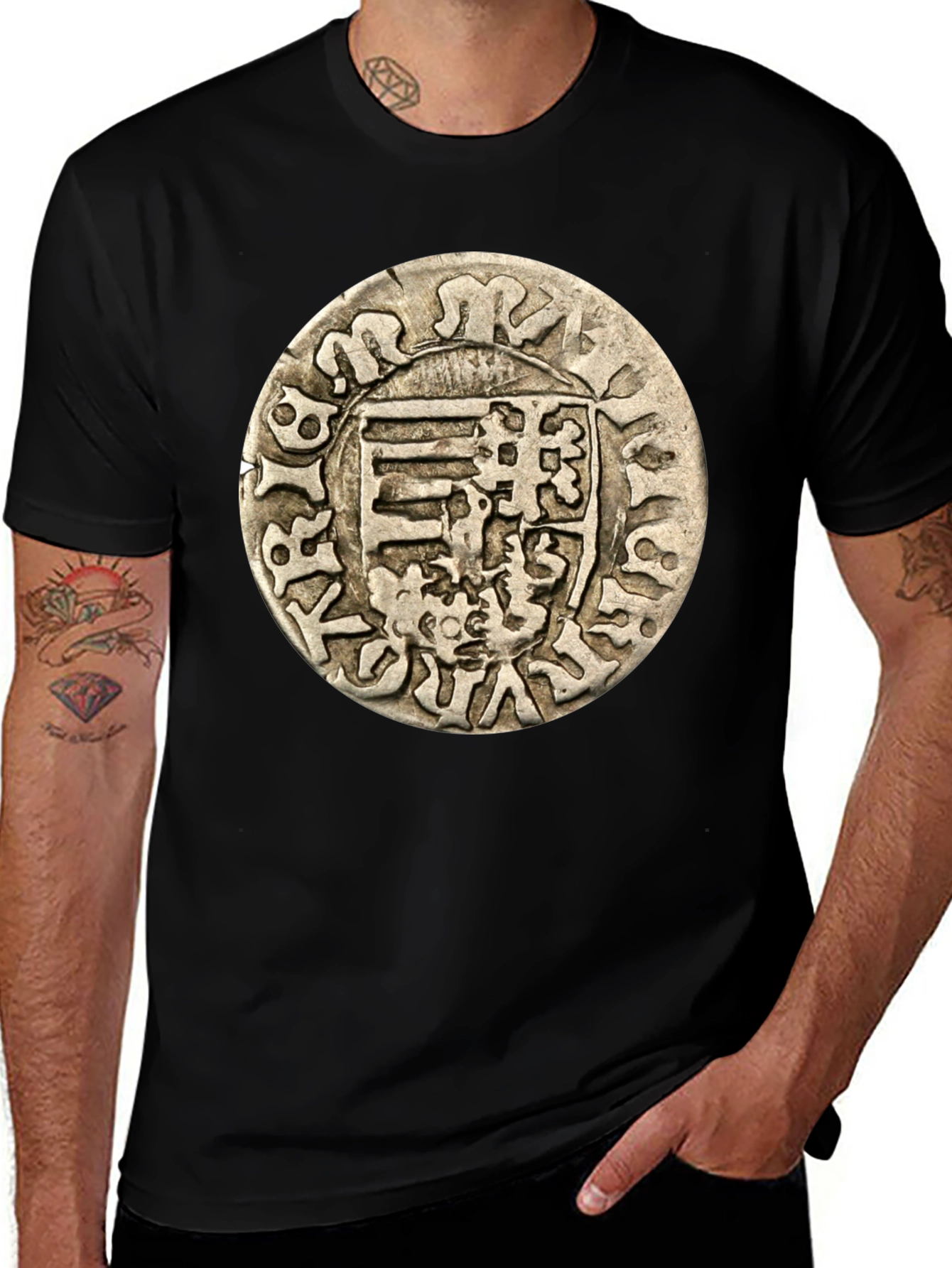 Variant 18 of Antique Coin Graphic Tee - Black