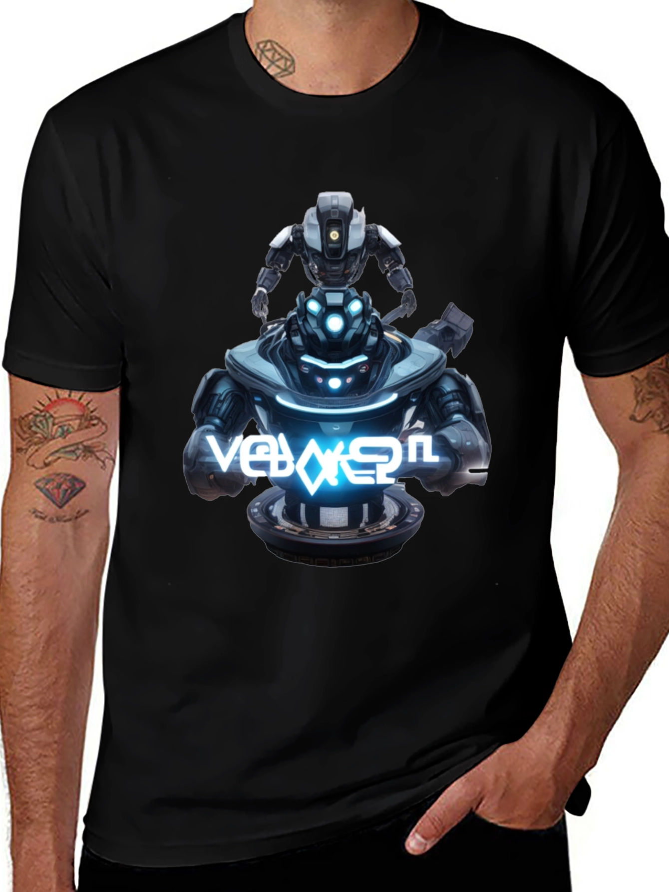 Variant 27 of Robot Duo Black Graphic Tee