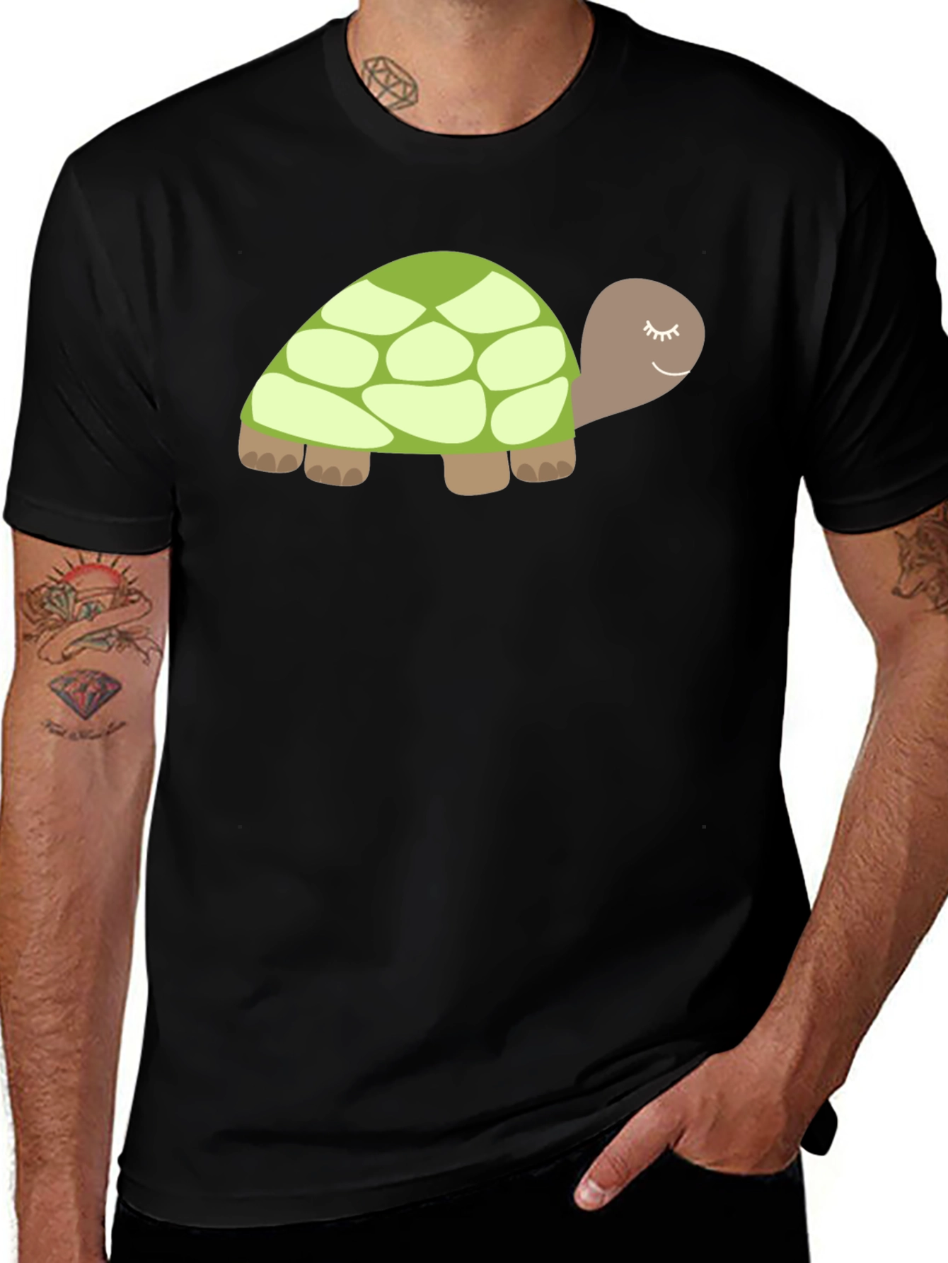 Variant 12 of Cute Turtle Graphic Tee - Soft Black Cotton