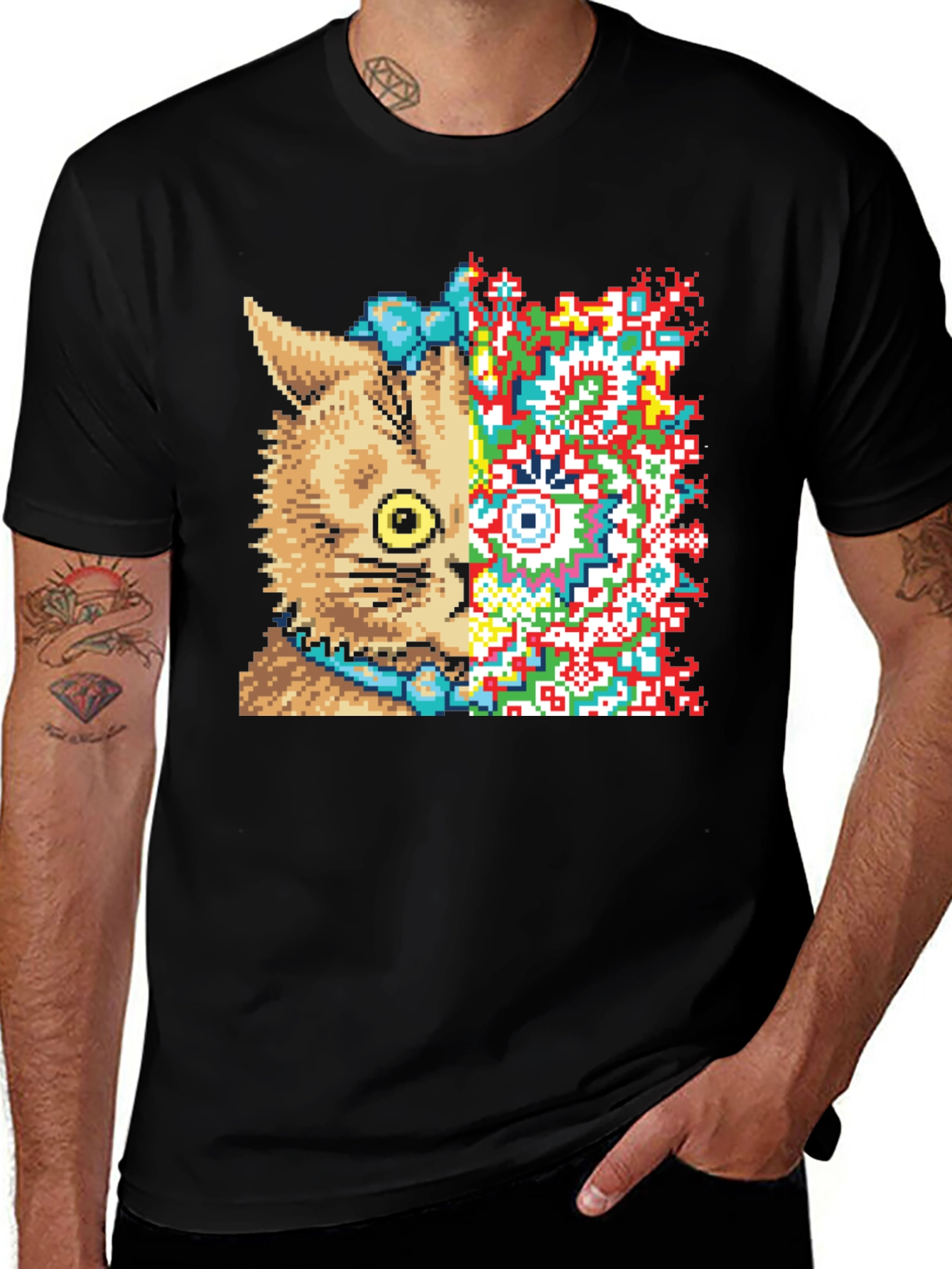 Variant 10 of Pixel Cat T-Shirt: Unique Graphic Tee