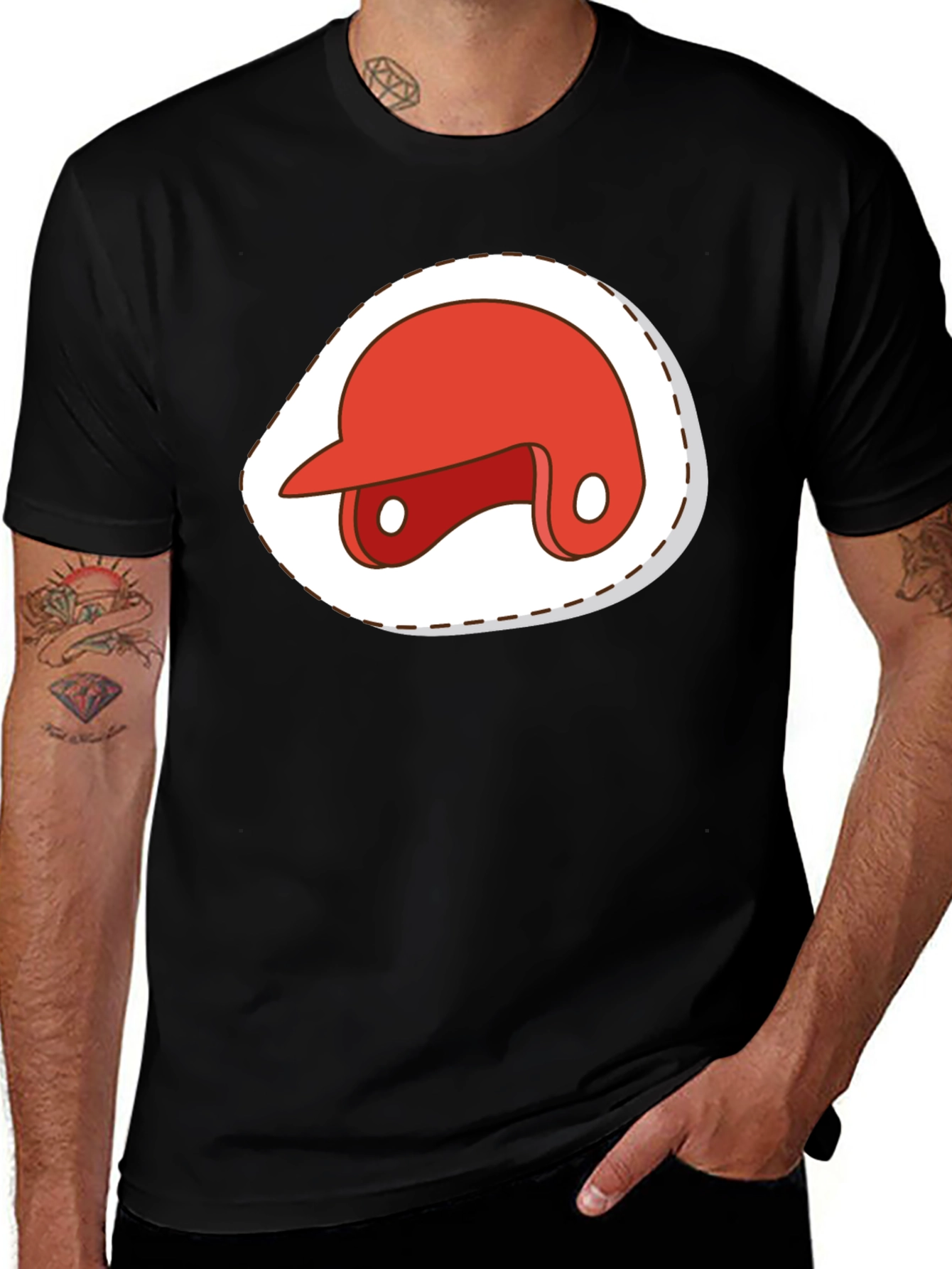 Variant 19 of Red Baseball Helmet Graphic T-Shirt