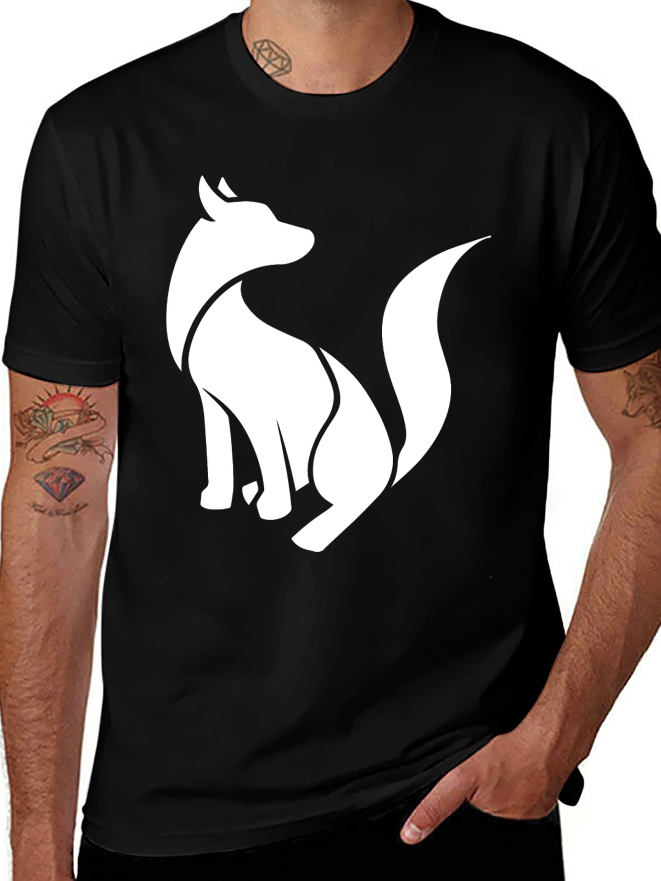 Modern Fox Graphic Black T-Shirt