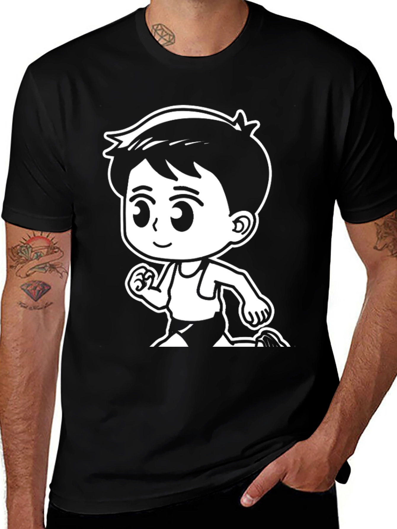 Variant 30 of Cartoon Runner Black T-Shirt