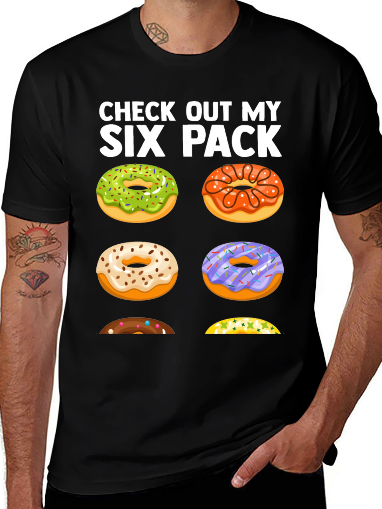 Variant 17 of Funny Donut Six Pack T-Shirt