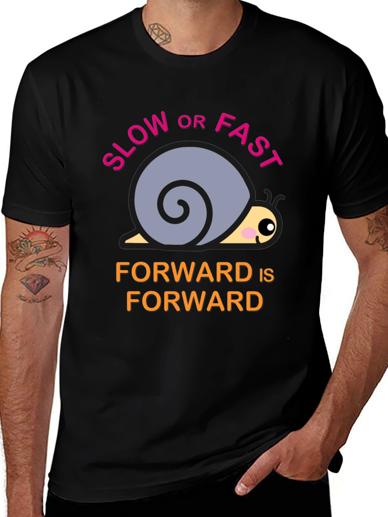 Black Snail T-Shirt: Slow or Fast, Forward is Forward main image