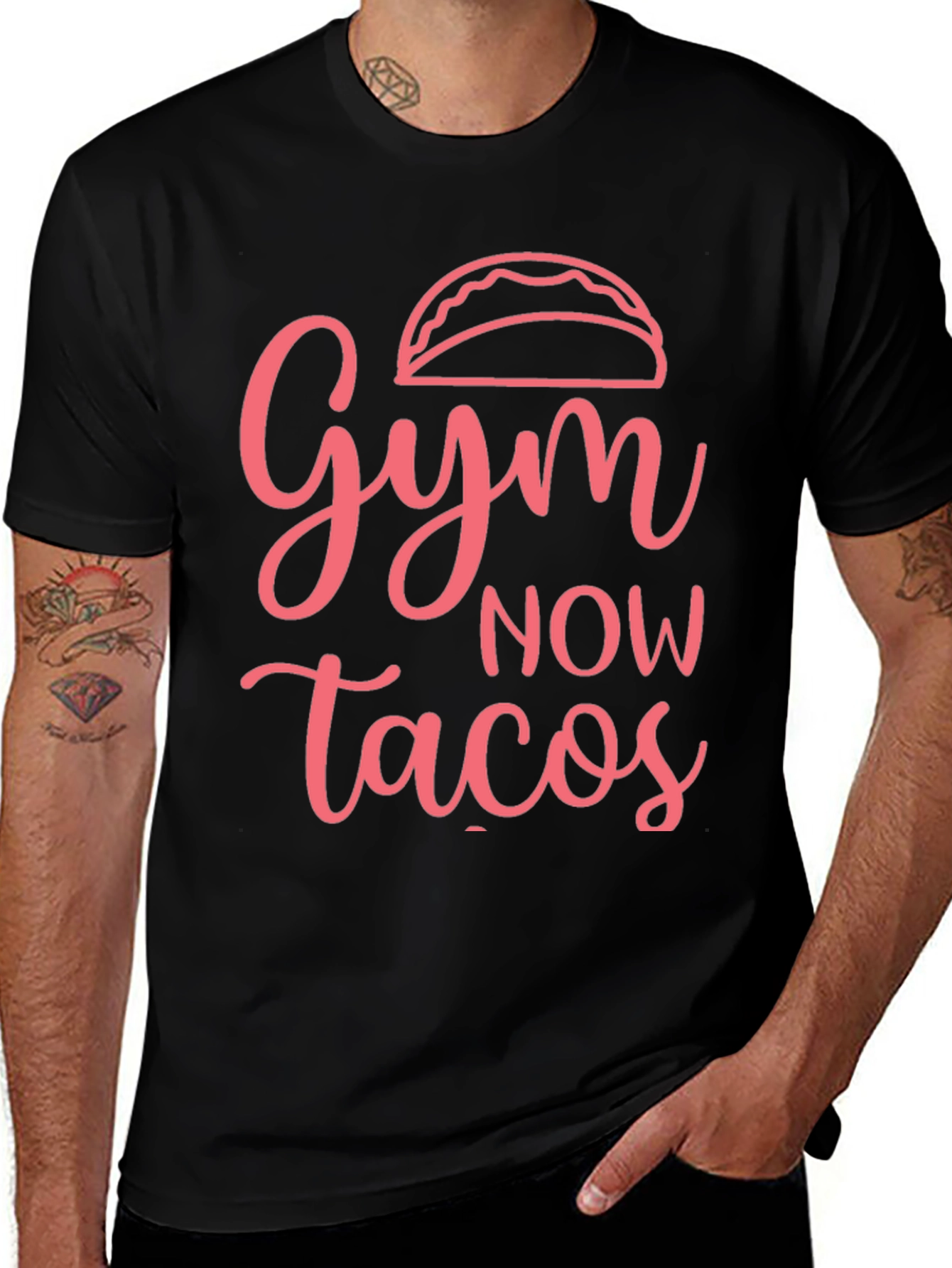 Gym Now Tacos Funny Graphic Tee