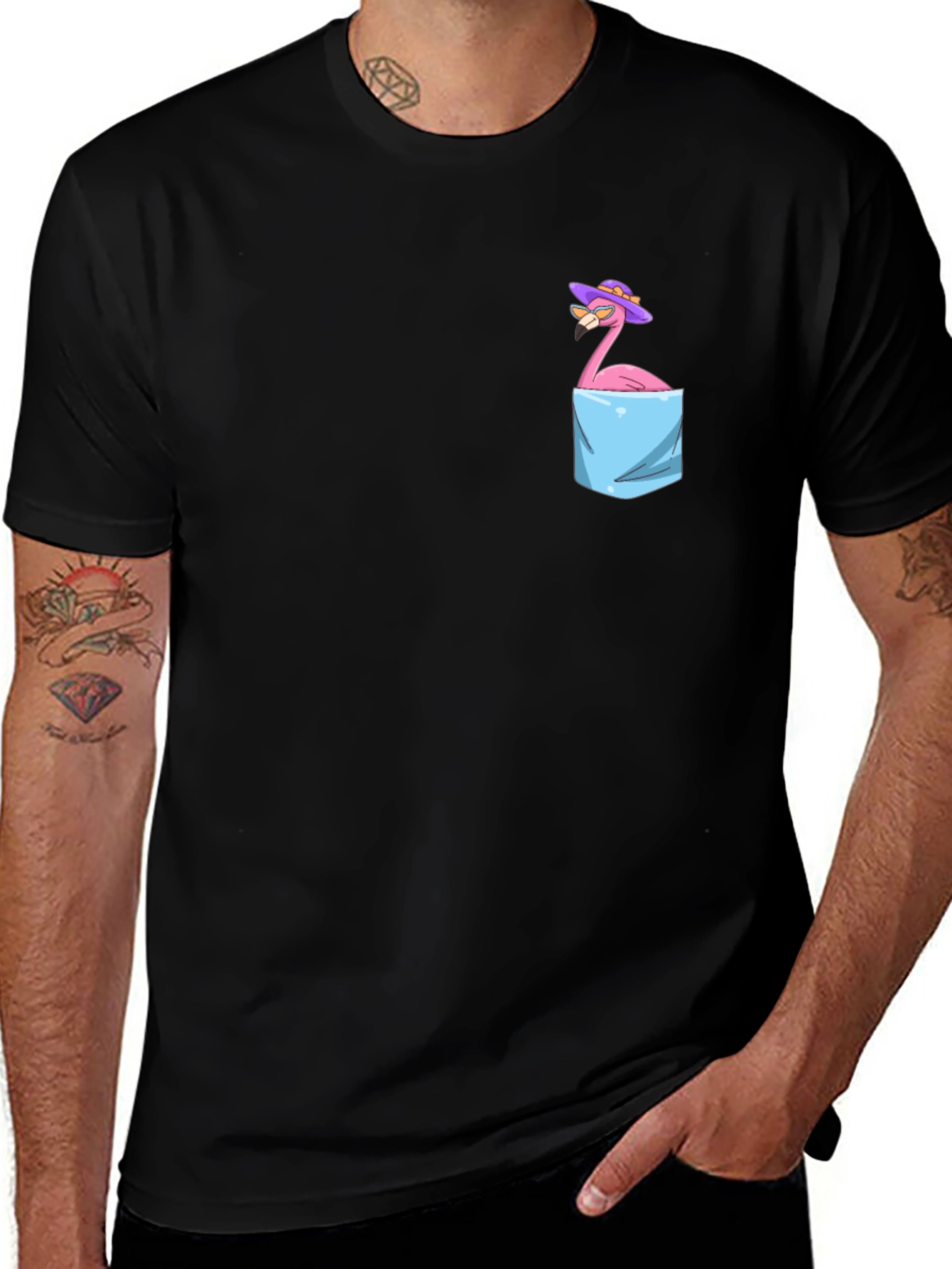 Variant 27 of Flamingo in Pocket T-Shirt - Funny Graphic Tee