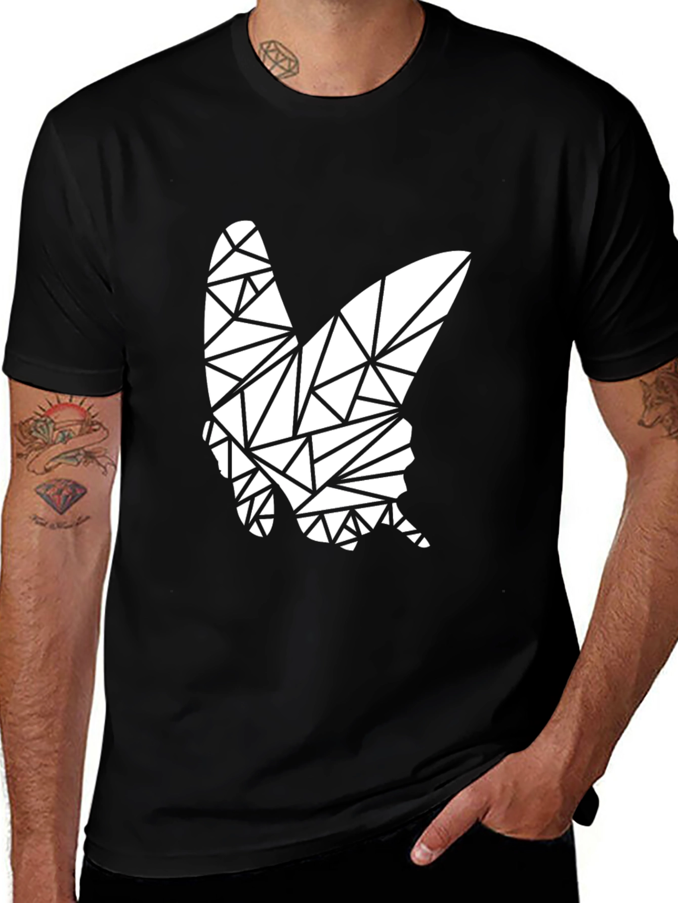 Variant 18 of Geometric Butterfly Graphic Tee - Stylish Casual Top