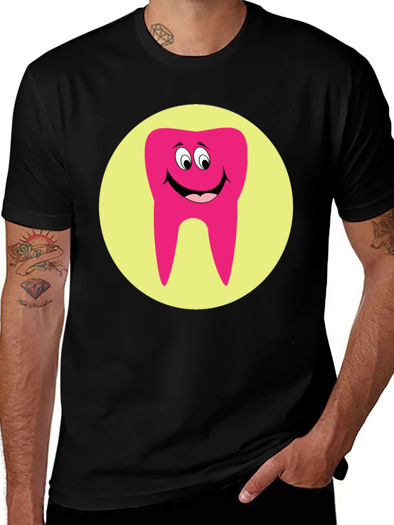 Variant 7 of Funny Tooth Graphic Tee - Black Cotton T-Shirt
