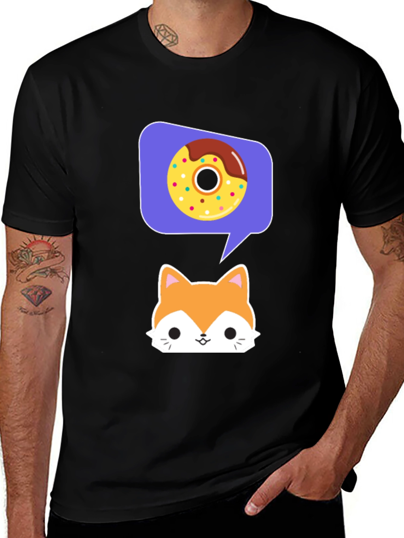 Variant 23 of Cute Fox & Donut T-Shirt - Cartoon Graphic Tee