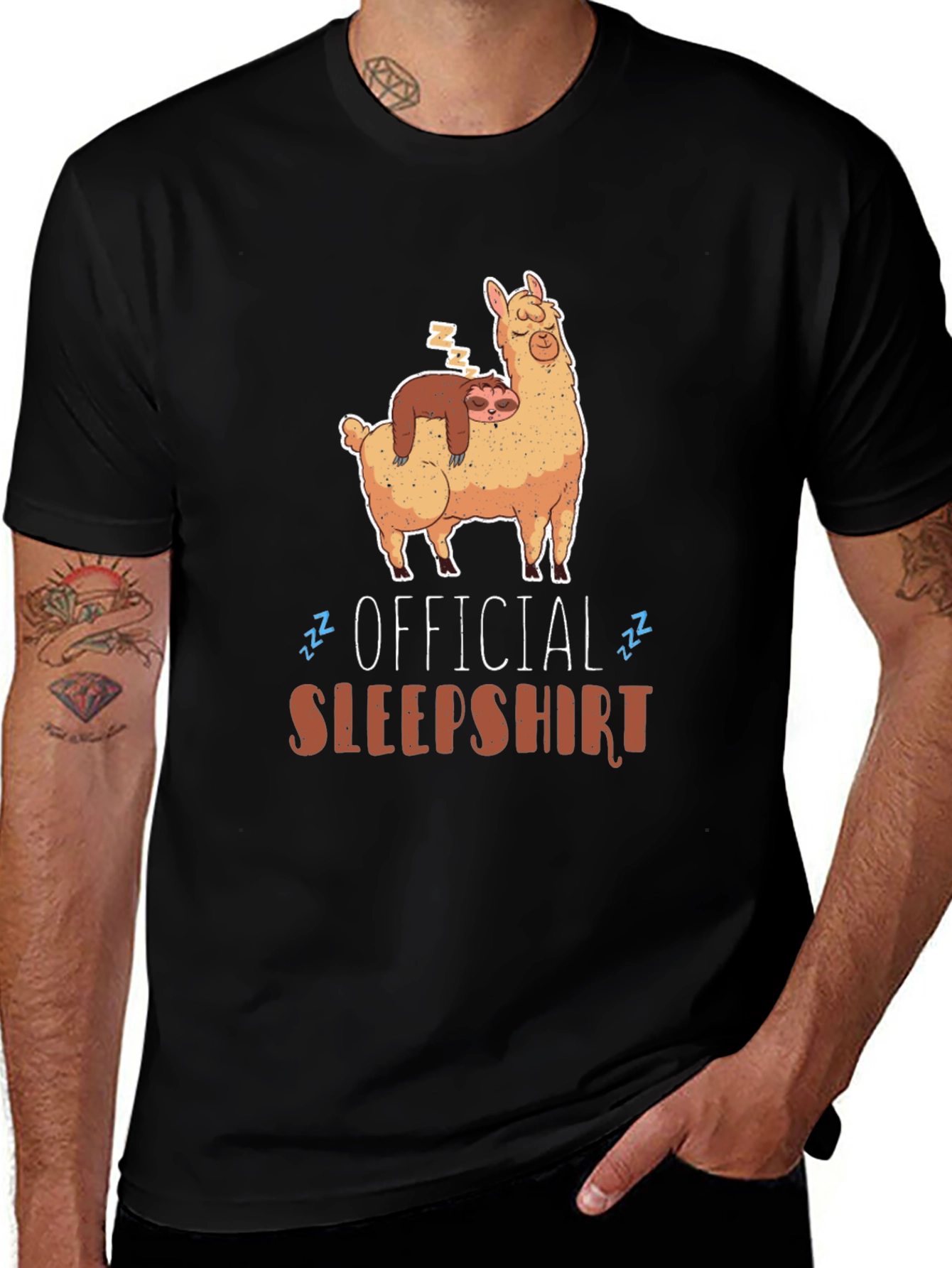 Variant 25 of Official Sleepshirt: Sloth and Llama Graphic Tee