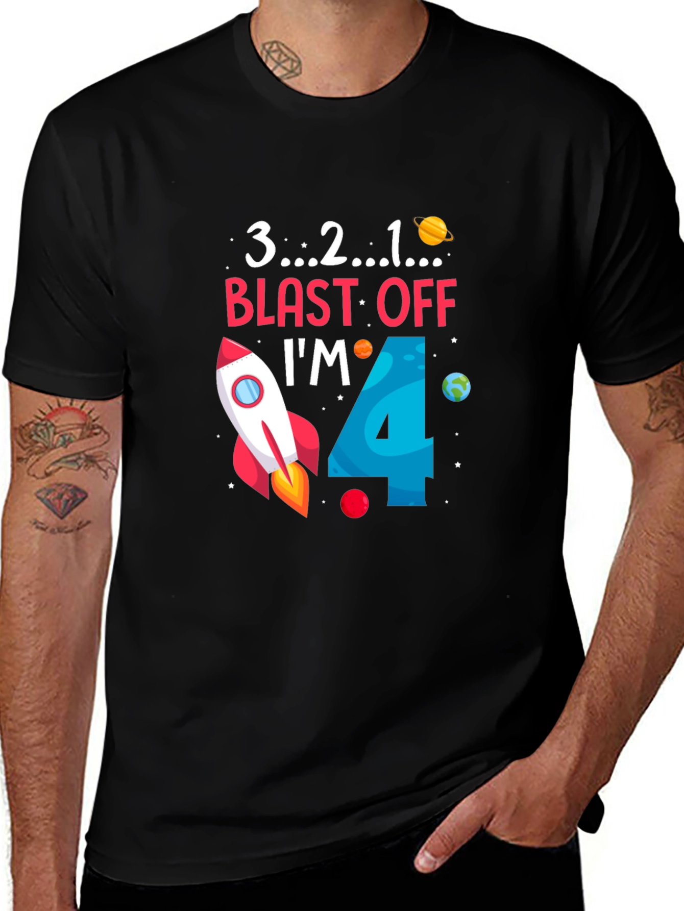 Variant 16 of Blast Off I'm 4 Birthday T-Shirt