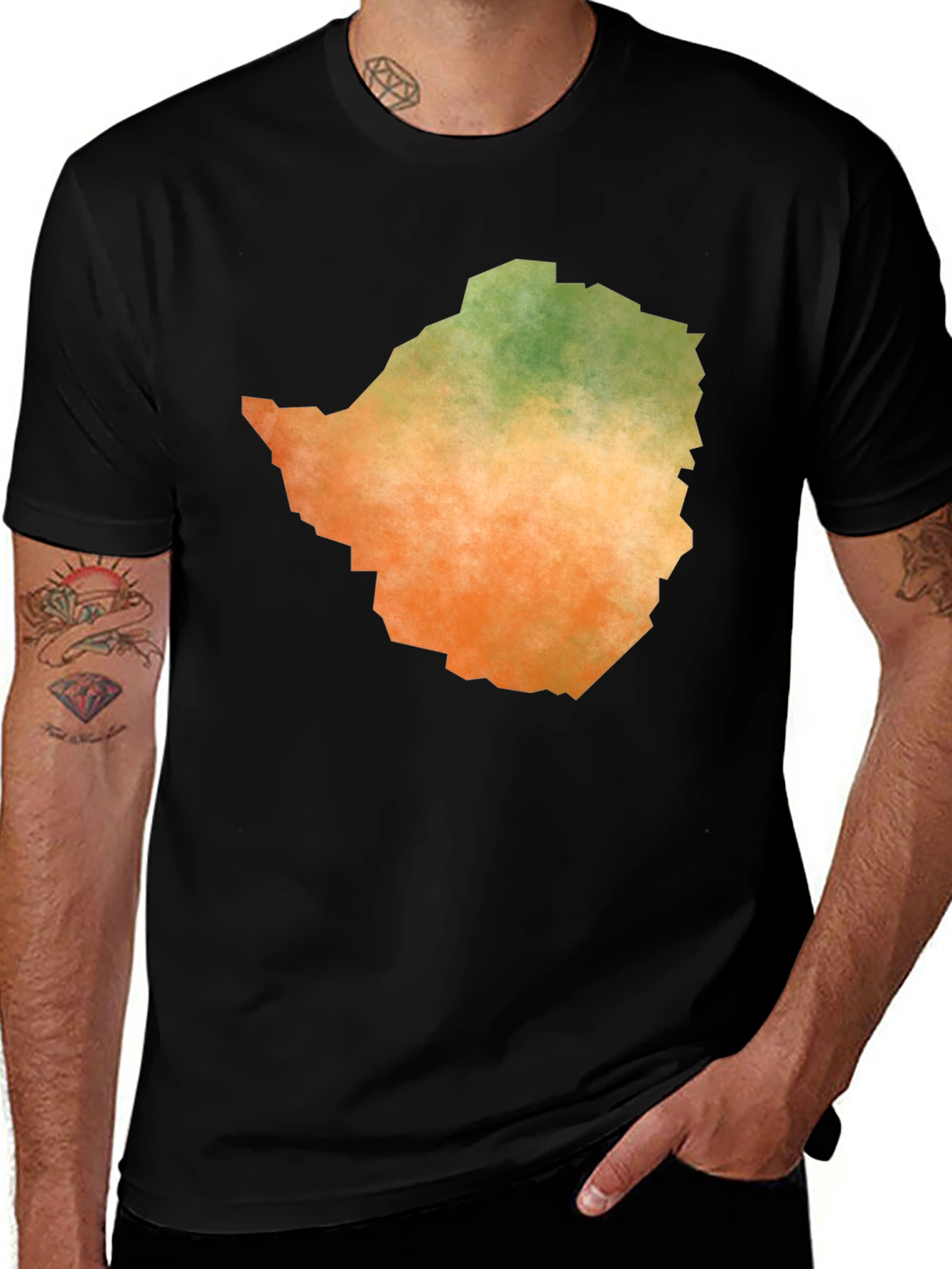 Zimbabwe Map Graphic Tee - Black Cotton T-Shirt
