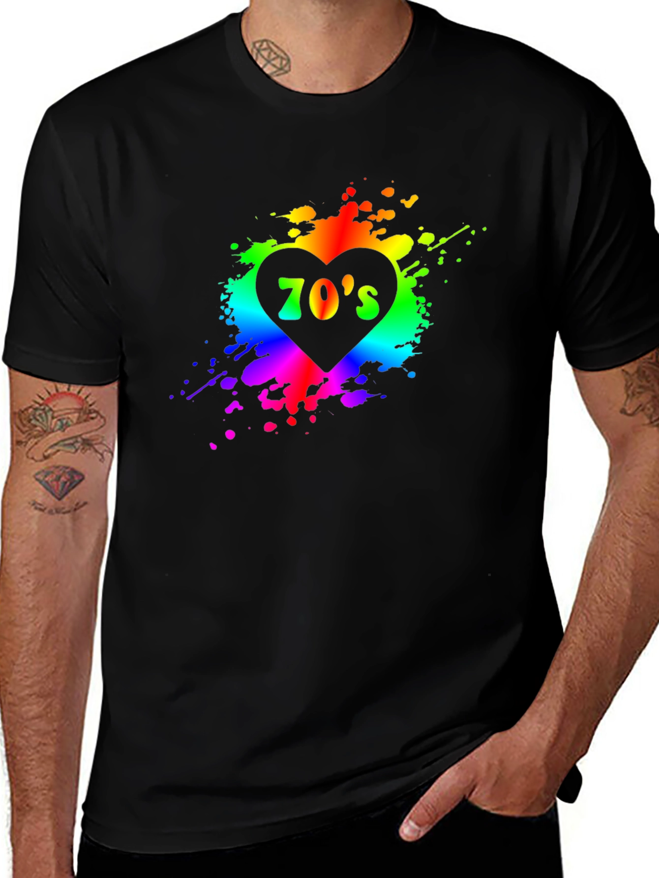 Variant 12 of Retro 70's Heart Graphic T-Shirt - Black