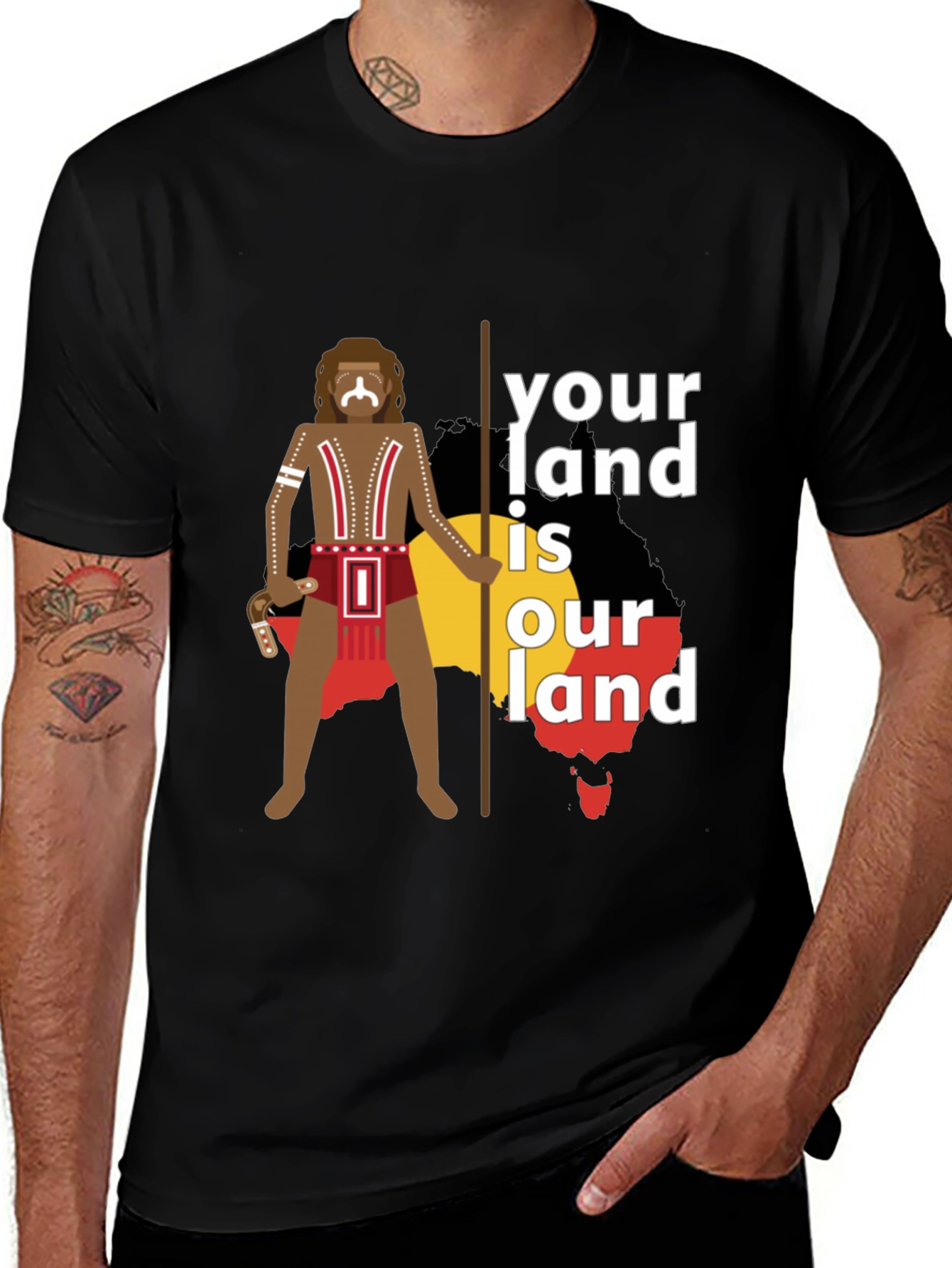 Variant 4 of Indigenous Land Rights T-Shirt - "Your Land is Our Land"