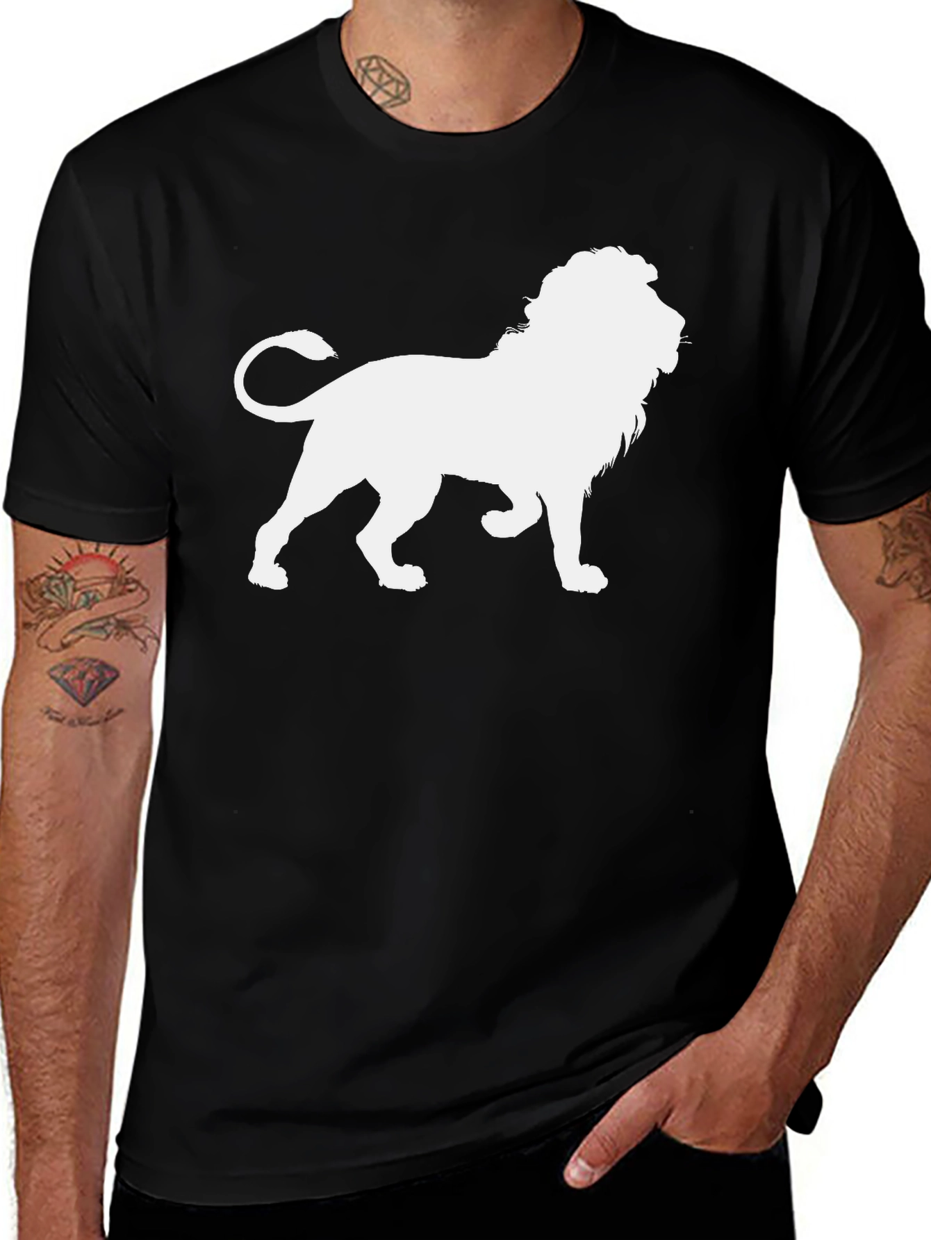 Variant 21 of Lion Graphic Black Tee - Unleash Your Inner Roar!
