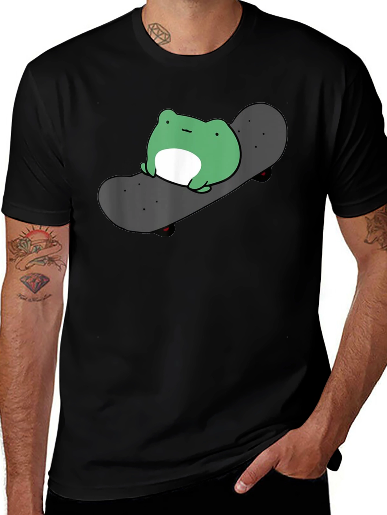 Variant 25 of Frog on Skateboard Graphic Tee - Cool Black T-Shirt