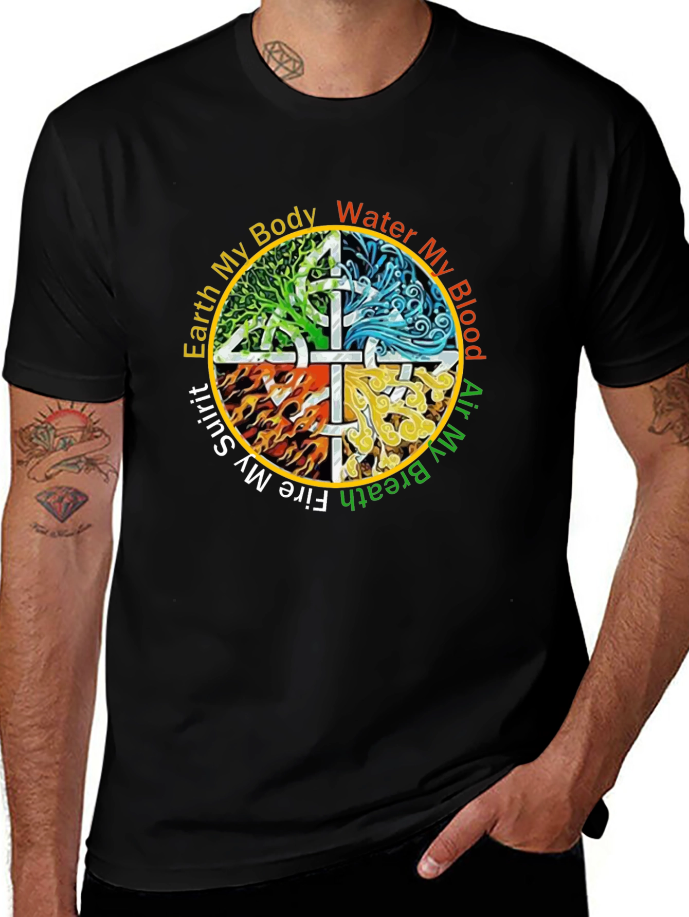 Variant 15 of Elemental Earth Water Air Fire Graphic T-Shirt