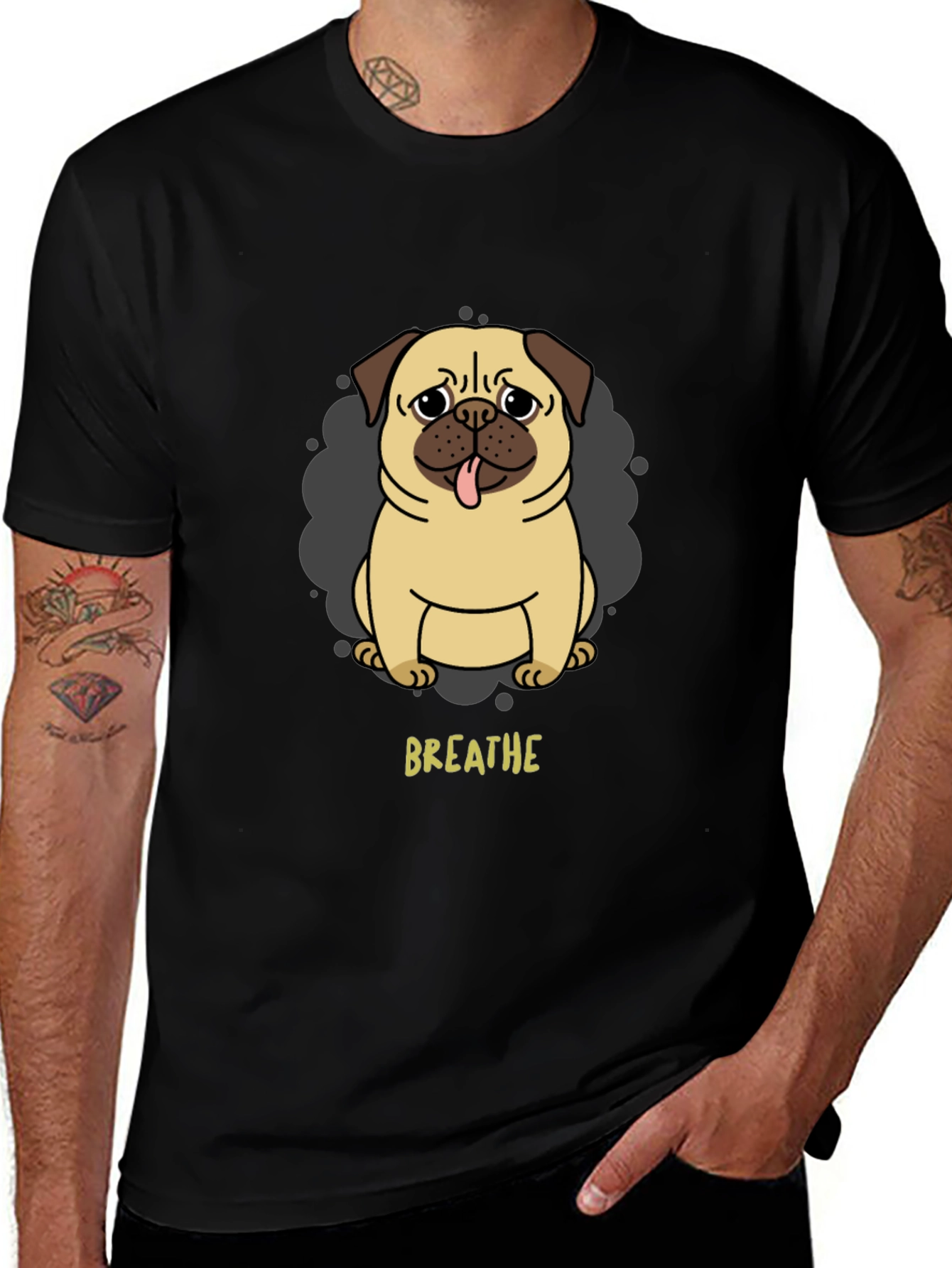 Variant 27 of Breathe Pug Graphic Tee - Black