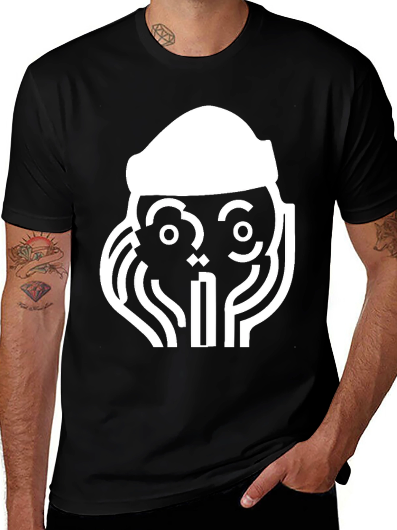 Variant 25 of Abstract Graphic Print Tee - Black