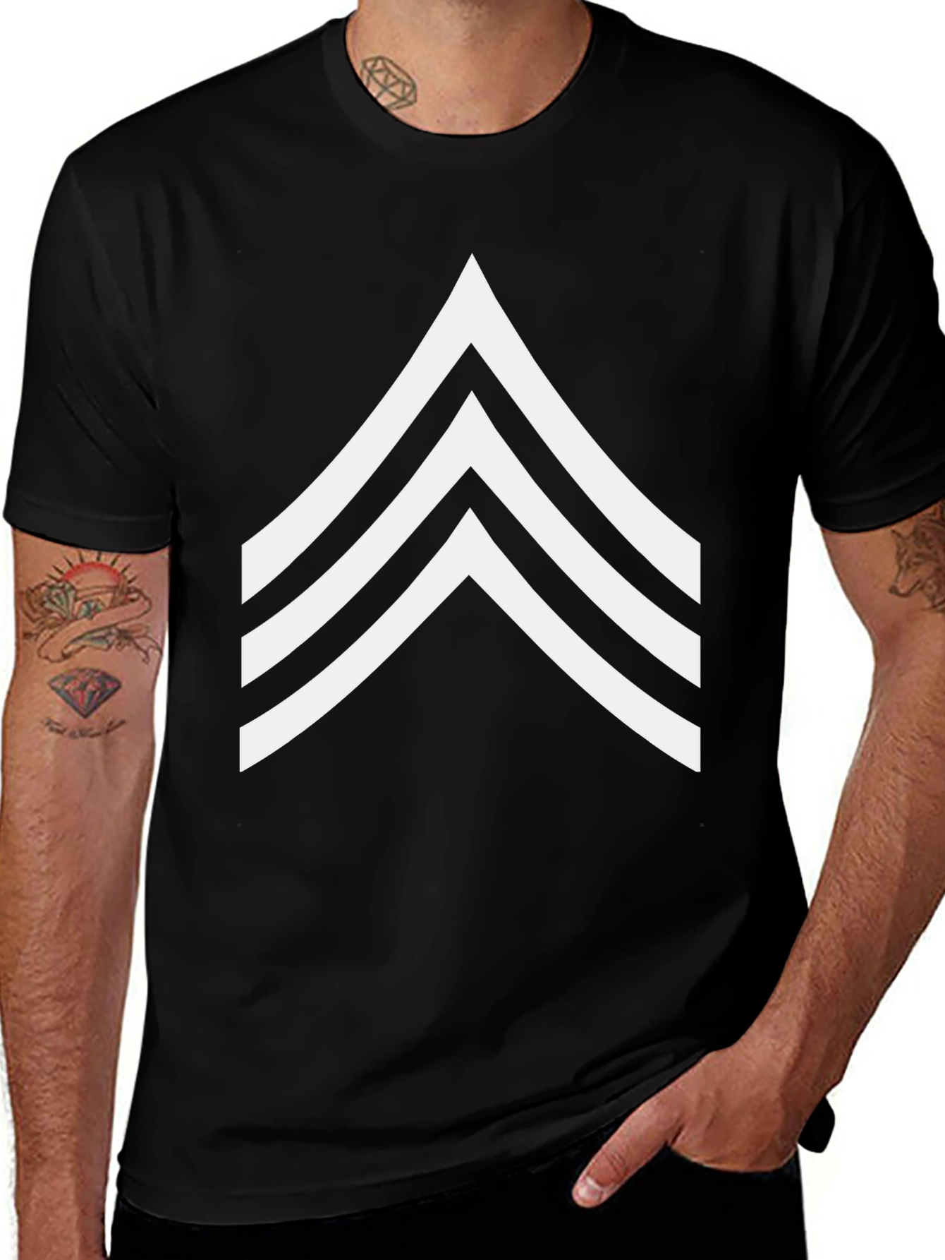 Variant 5 of Sergeant Stripes Graphic Tee - Military Style Shirt