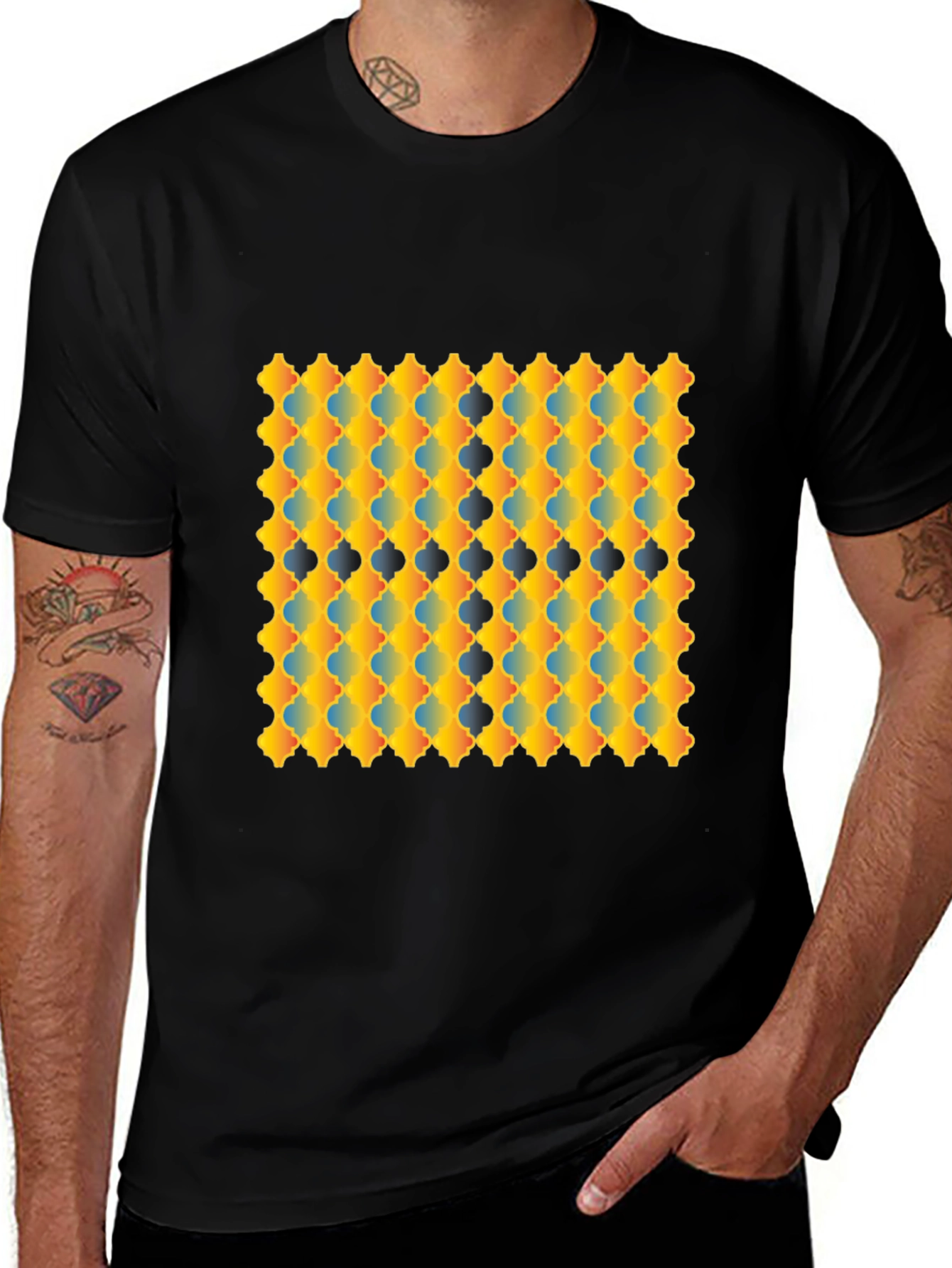 Variant 9 of Geometric Patterned Graphic Tee - Modern Style