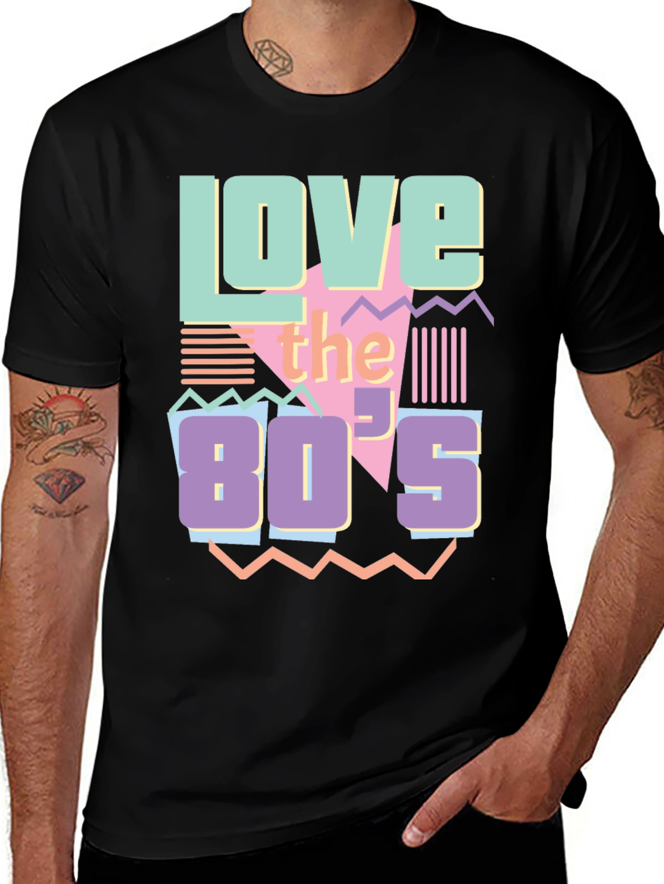 Variant 28 of Love the 80's Black Tee - Retro Style