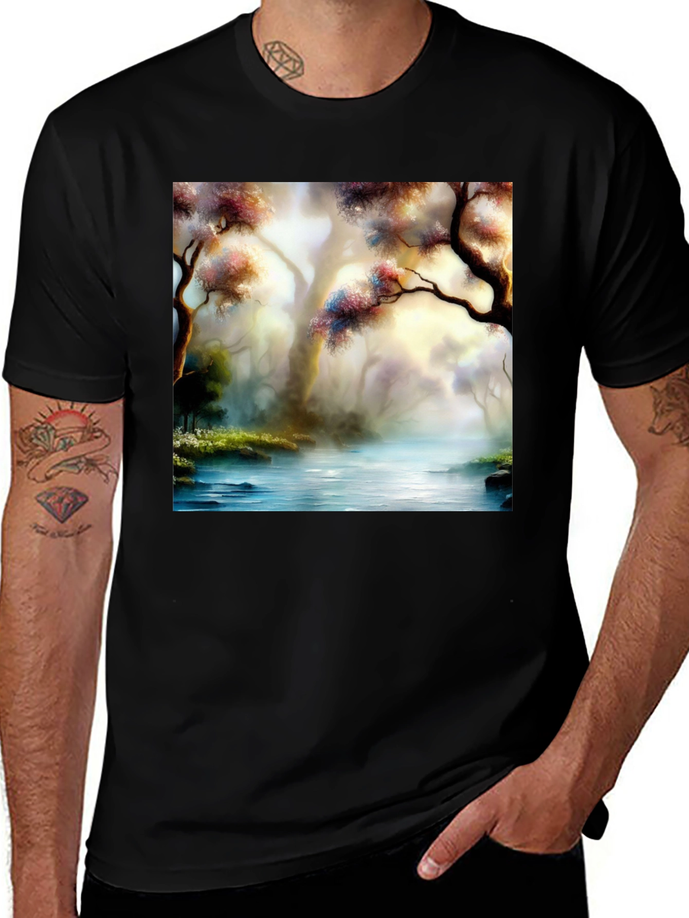 Variant 12 of Scenic Forest River Graphic Tee