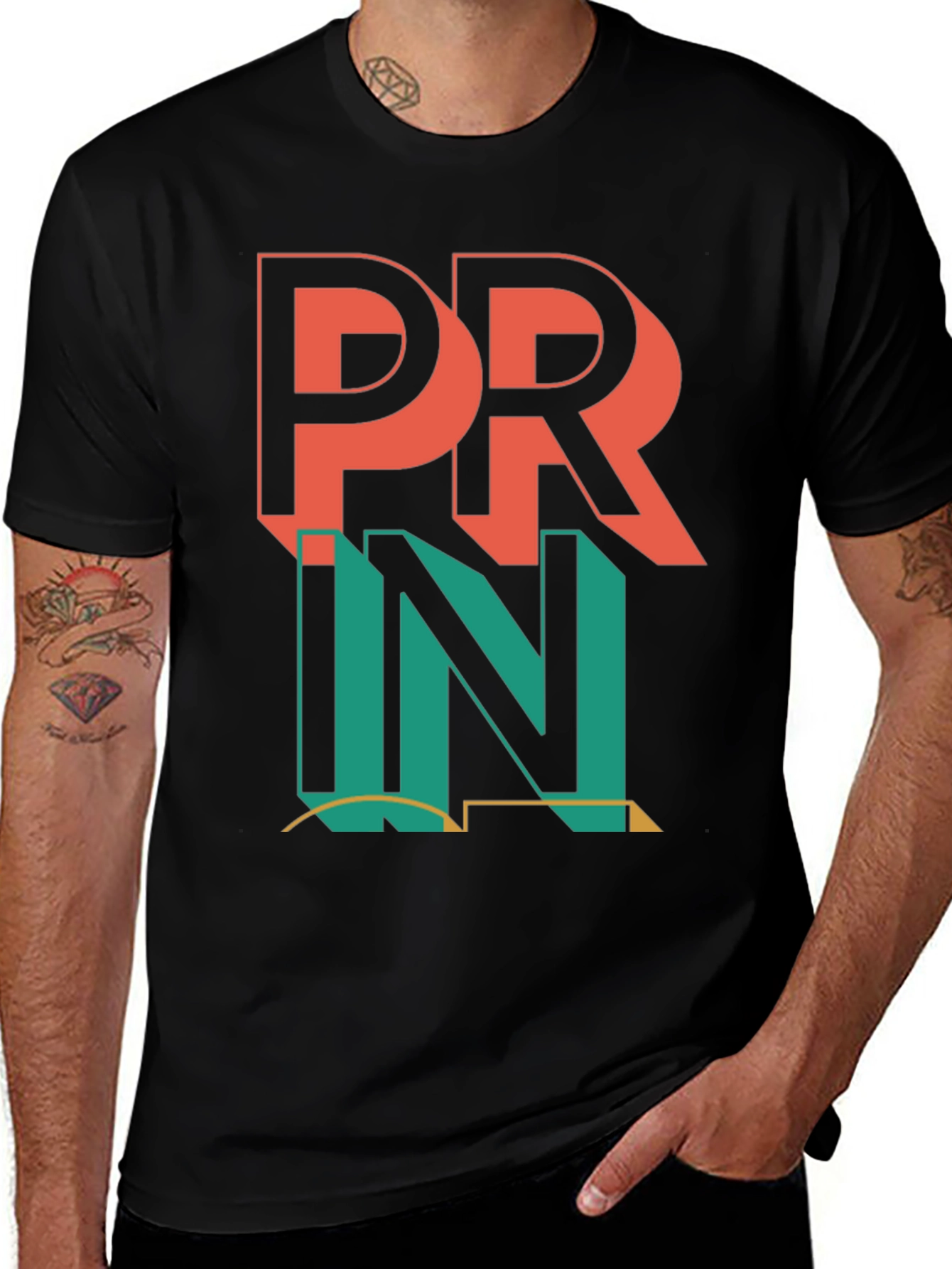 Variant 20 of Retro PR / IN Graphic T-Shirt - Black