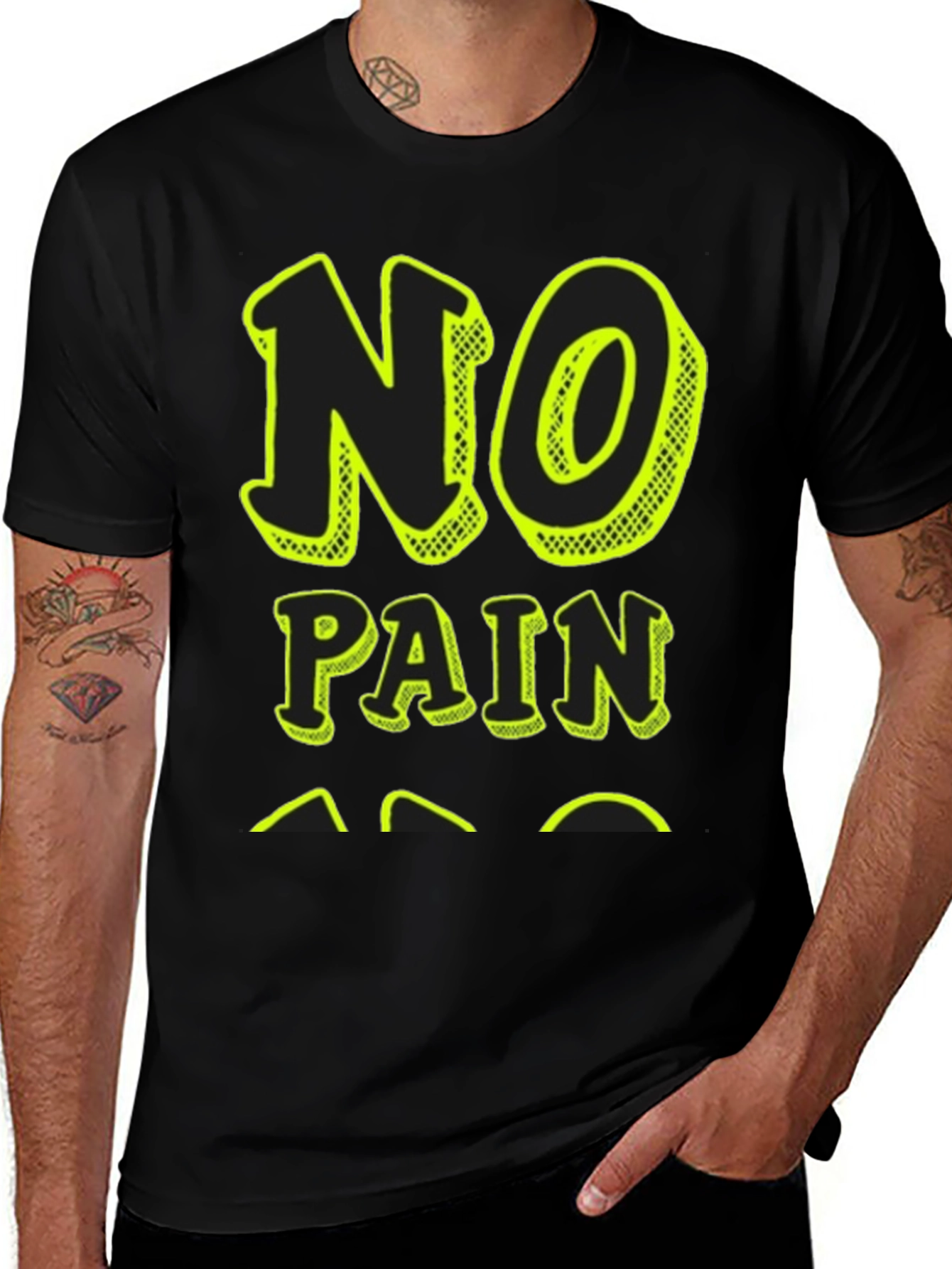 Variant 12 of No Pain Funny Black Graphic T-Shirt