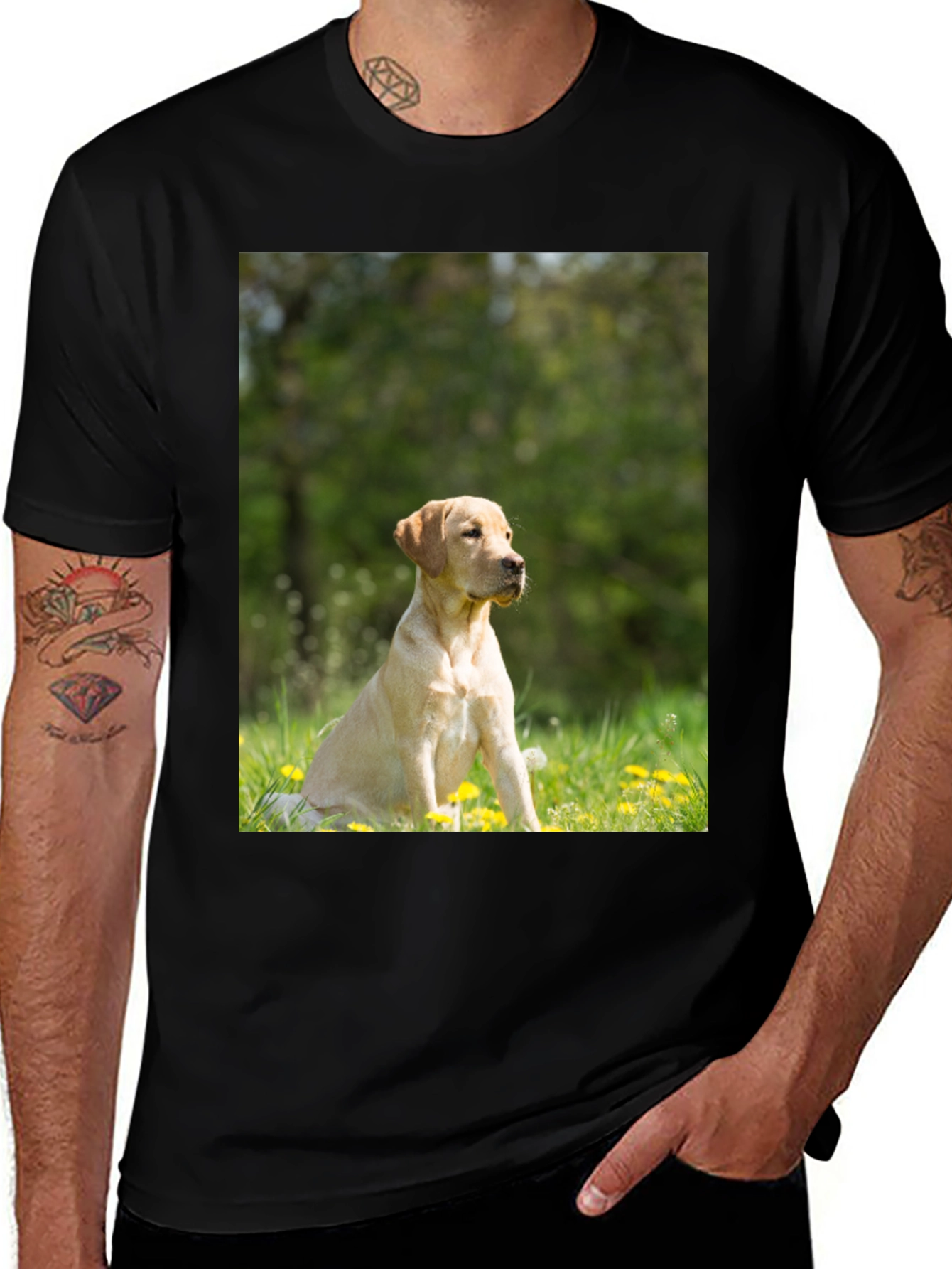 Labrador Dog Graphic Tee - Stylish Black T-Shirt