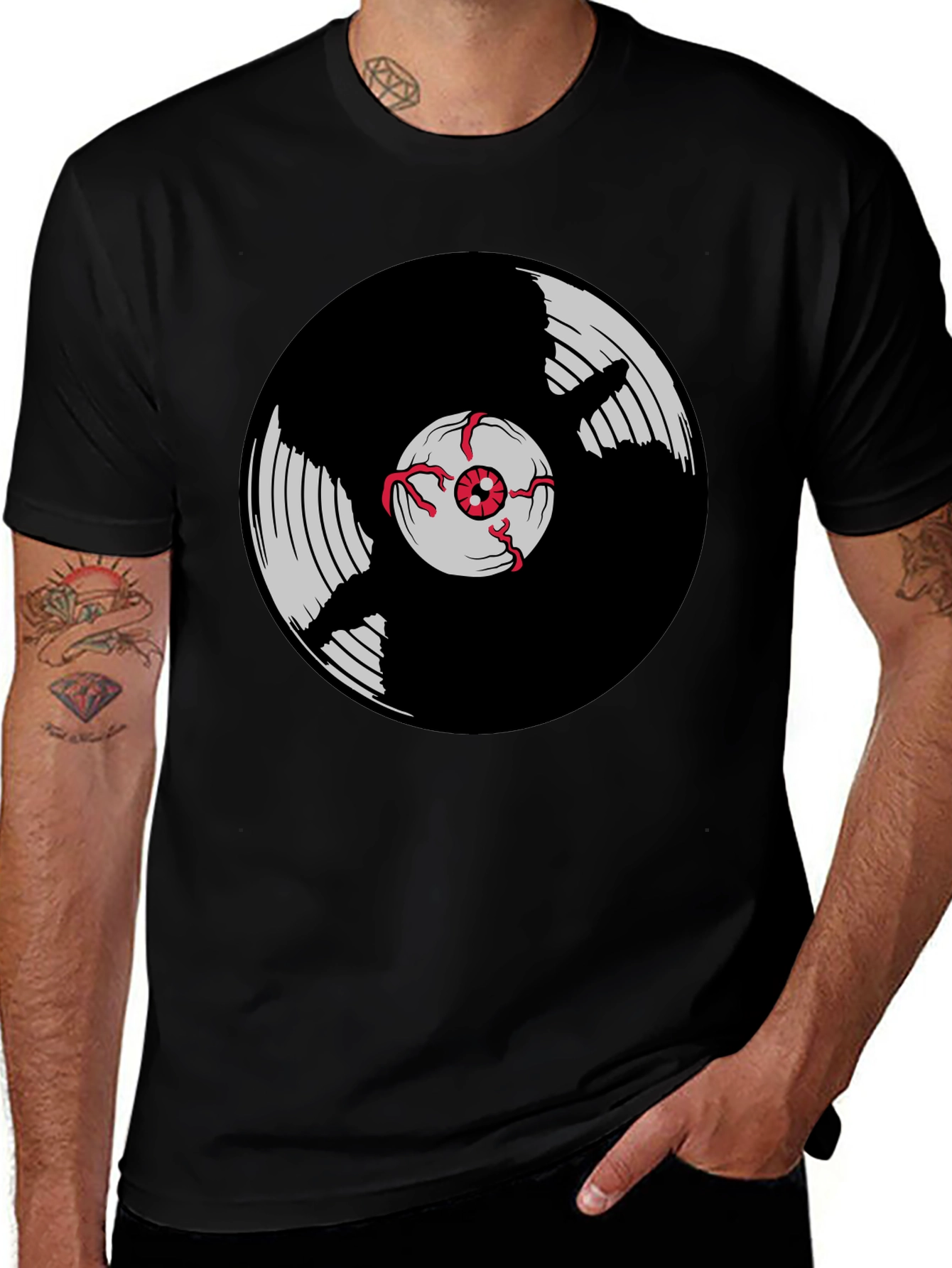 Variant 17 of Vinyl Eye Graphic Tee - Black T-Shirt