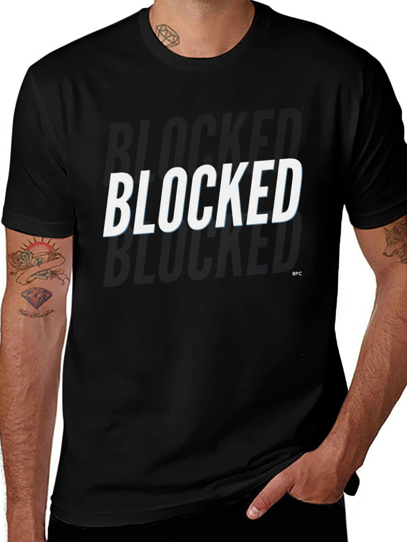 Variant 20 of Blocked Graphic Tee - Trendy Black T-Shirt