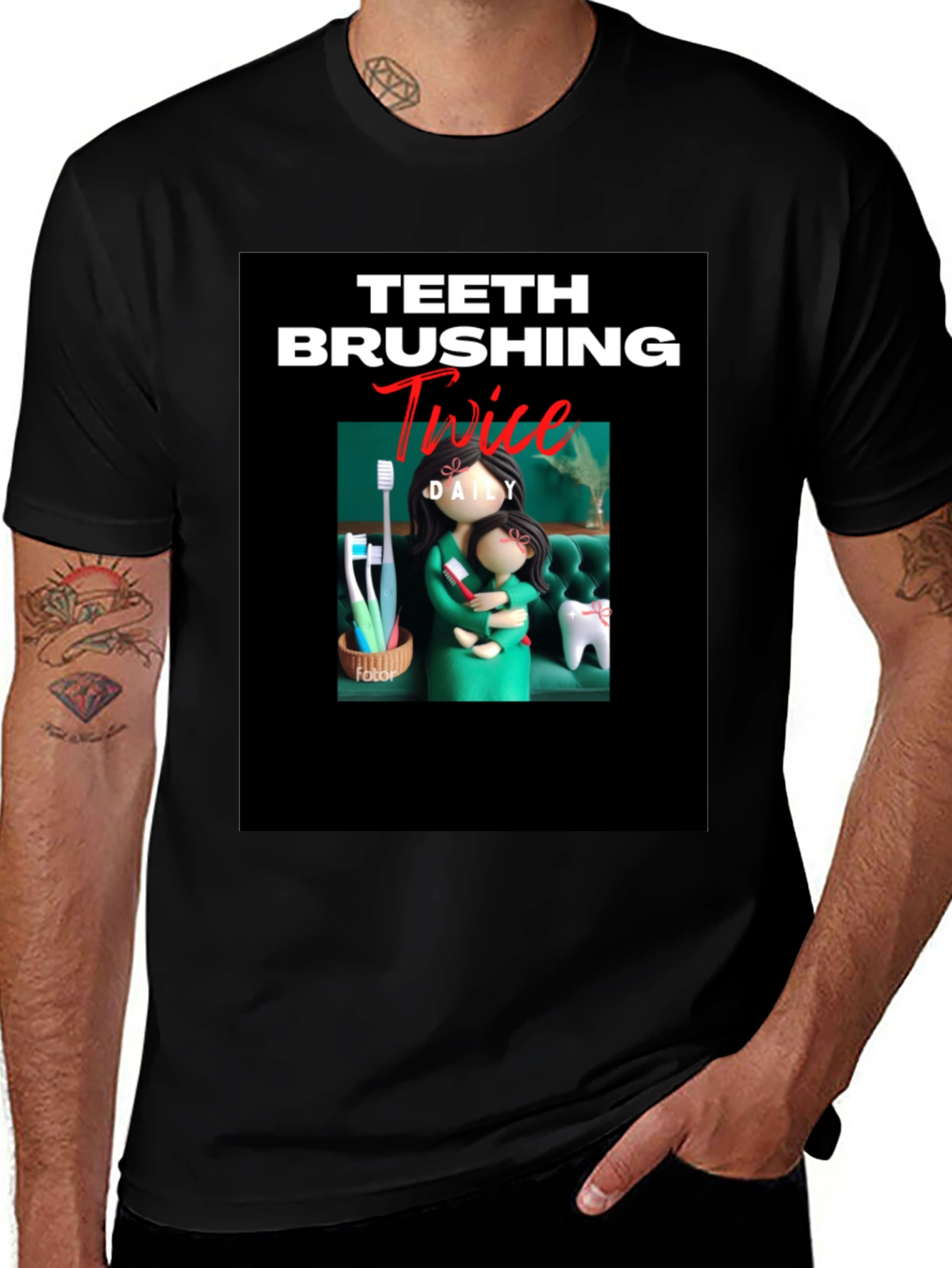 Variant 12 of Teeth Brushing T-Shirt - Daily Dental Hygiene