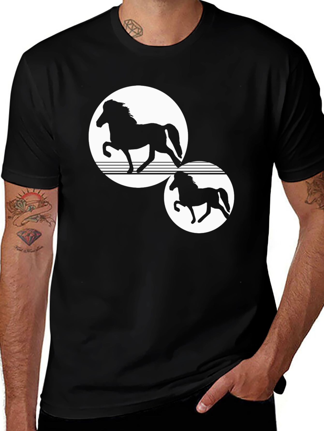 Variant 6 of Black Horse Silhouette Graphic Tee