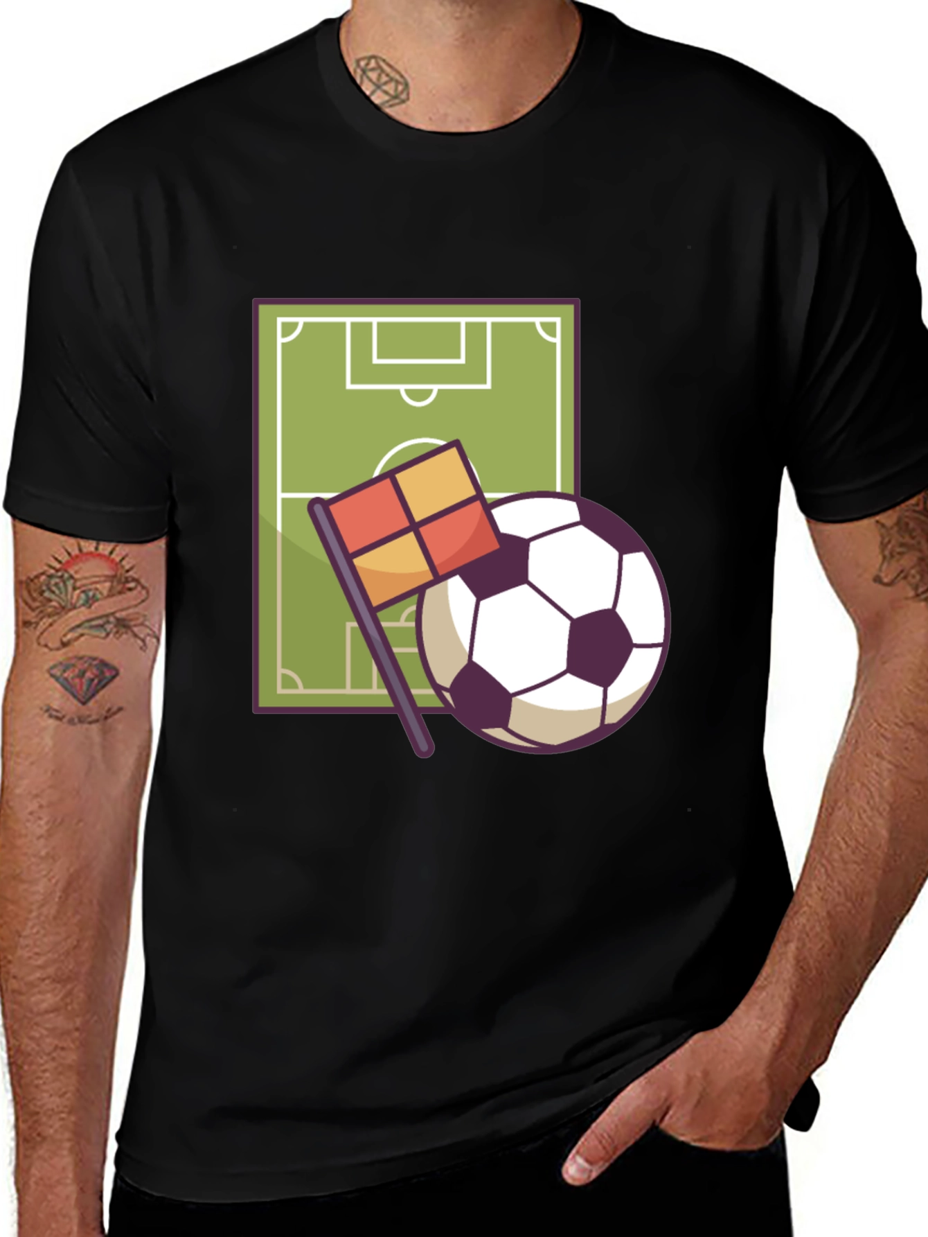 Soccer Field & Ball Graphic Tee - Sporty Casual Style