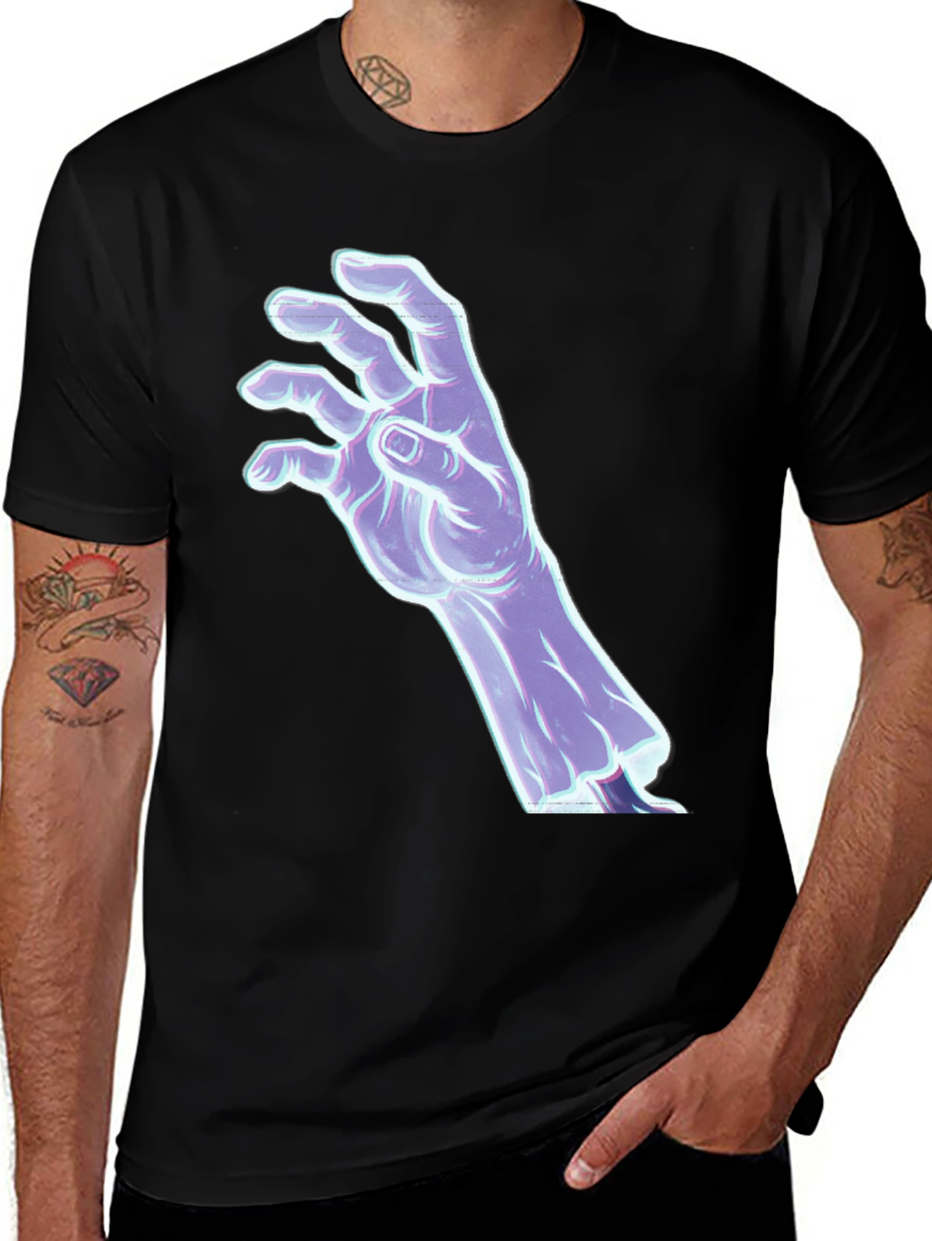 Variant 25 of Mystic Hand Graphic Tee - Black Cotton T-Shirt