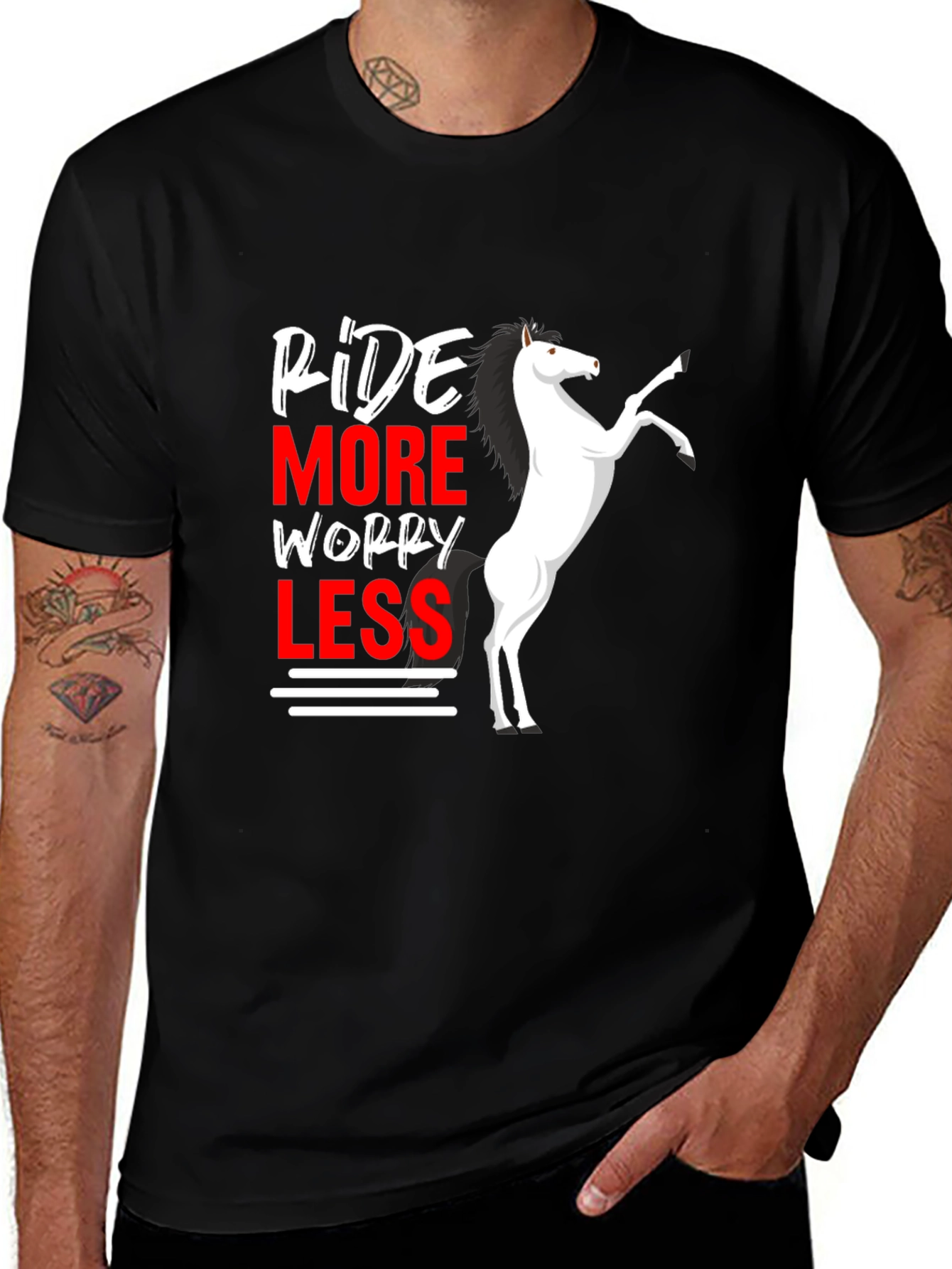 Variant 26 of Ride More Worry Less Horse Graphic T-Shirt