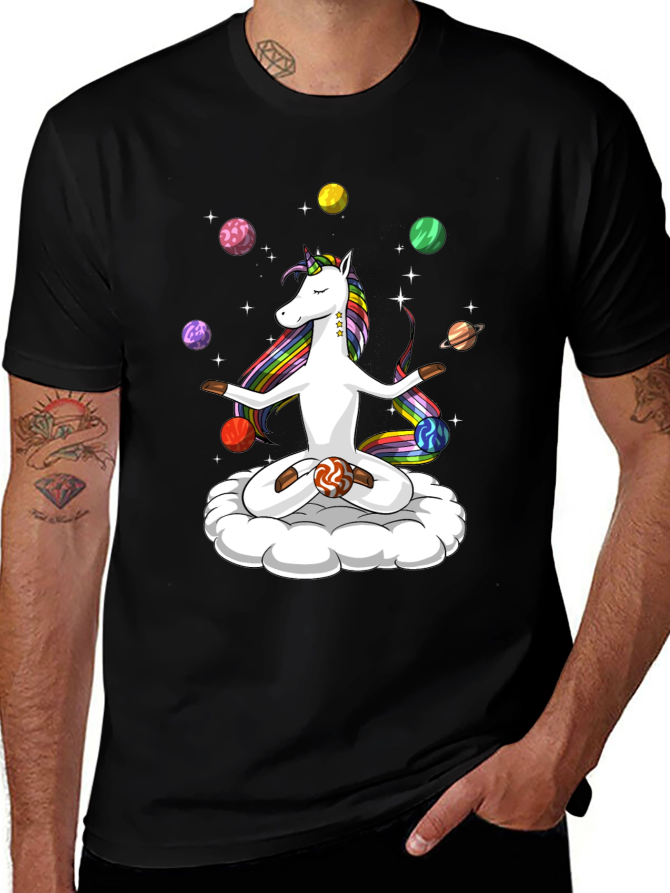 Variant 5 of Unicorn Yoga Planet Juggling T-Shirt