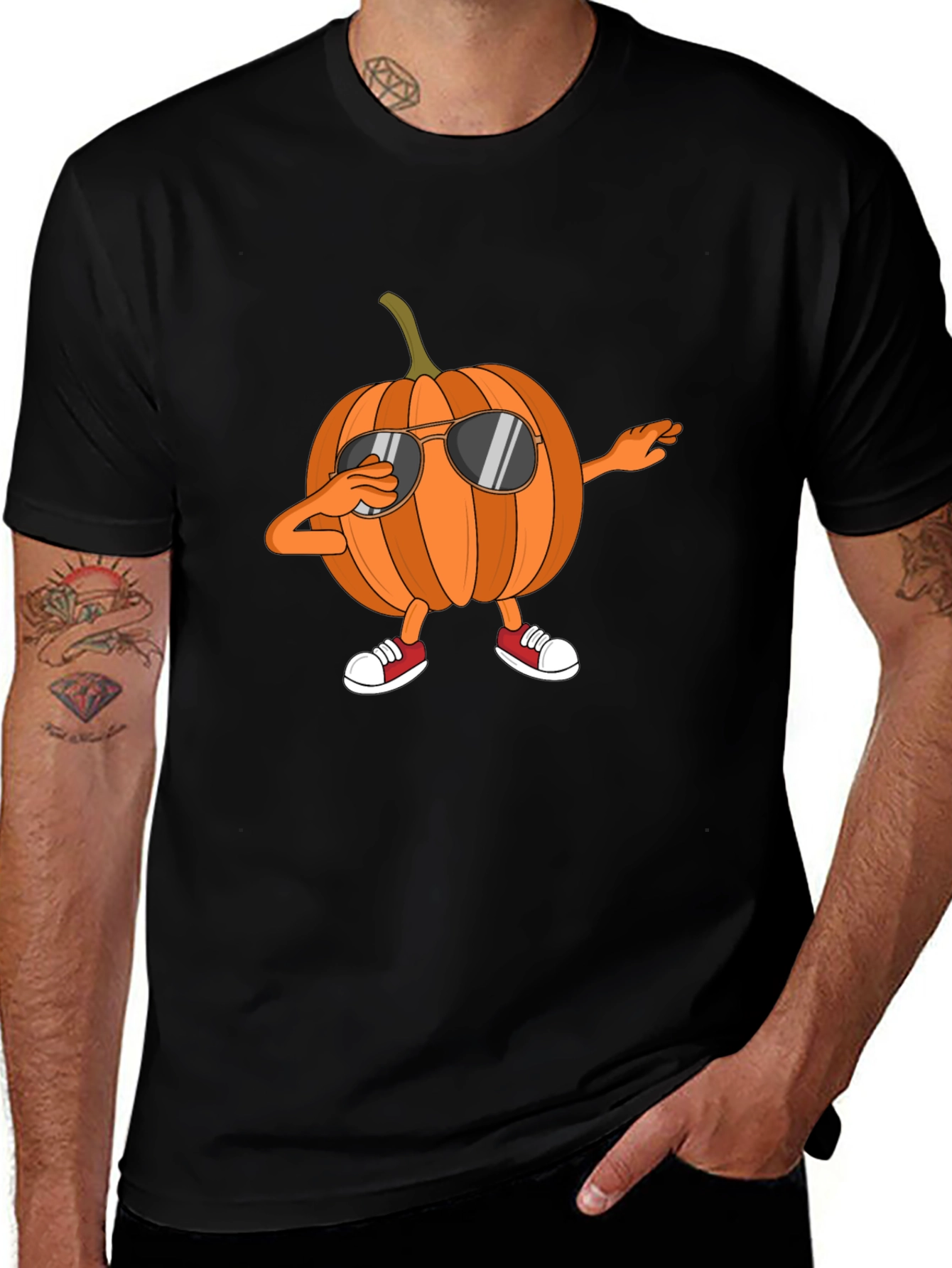 Dabbing Pumpkin Black Graphic Tee