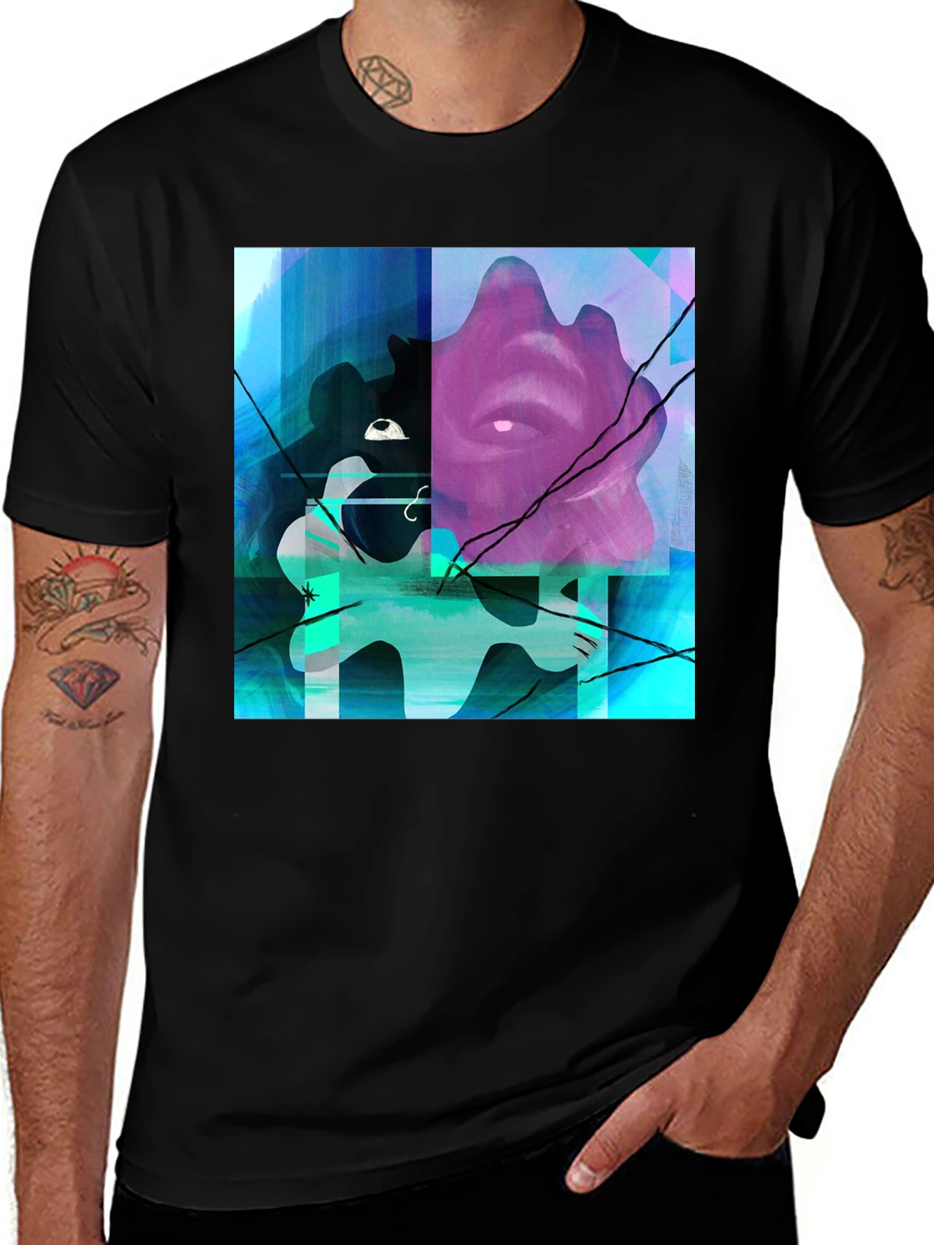 Variant 14 of Abstract Graphic Print Black T-Shirt