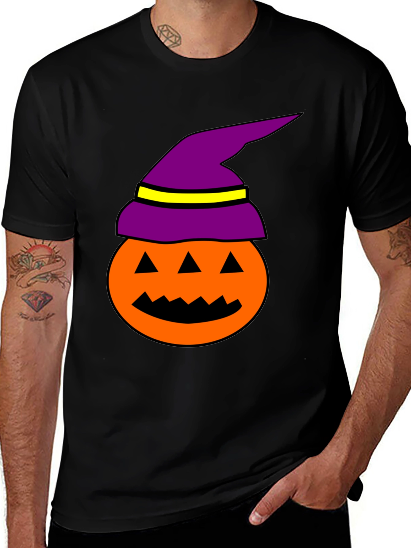 Variant 22 of Halloween Pumpkin Witch Hat Graphic Tee